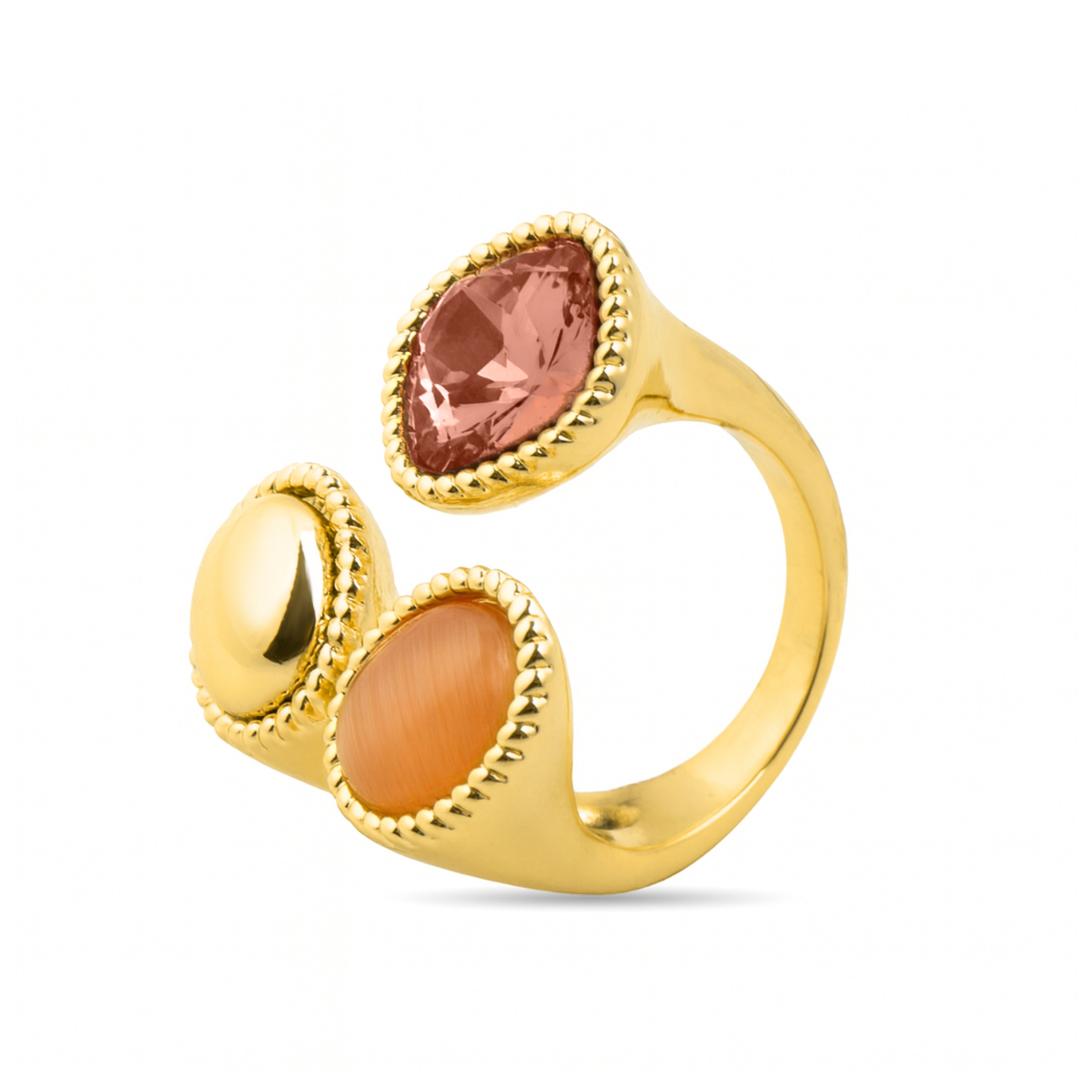 18k Yellow Gold Finish Multicolor Hydrothermal Quartz Ring - Zalya