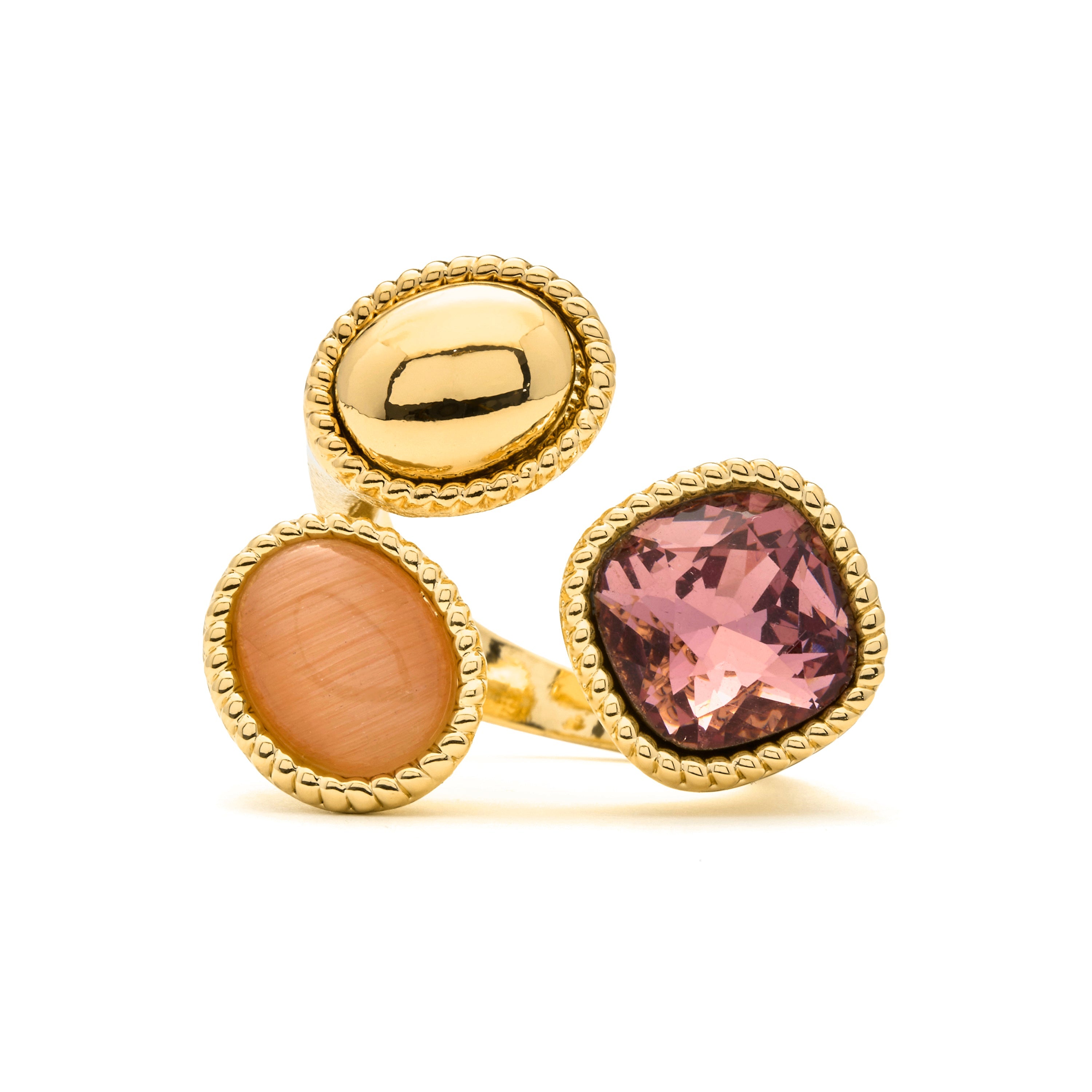 18k Yellow Gold Finish Multicolor Hydrothermal Quartz Ring - Zalya