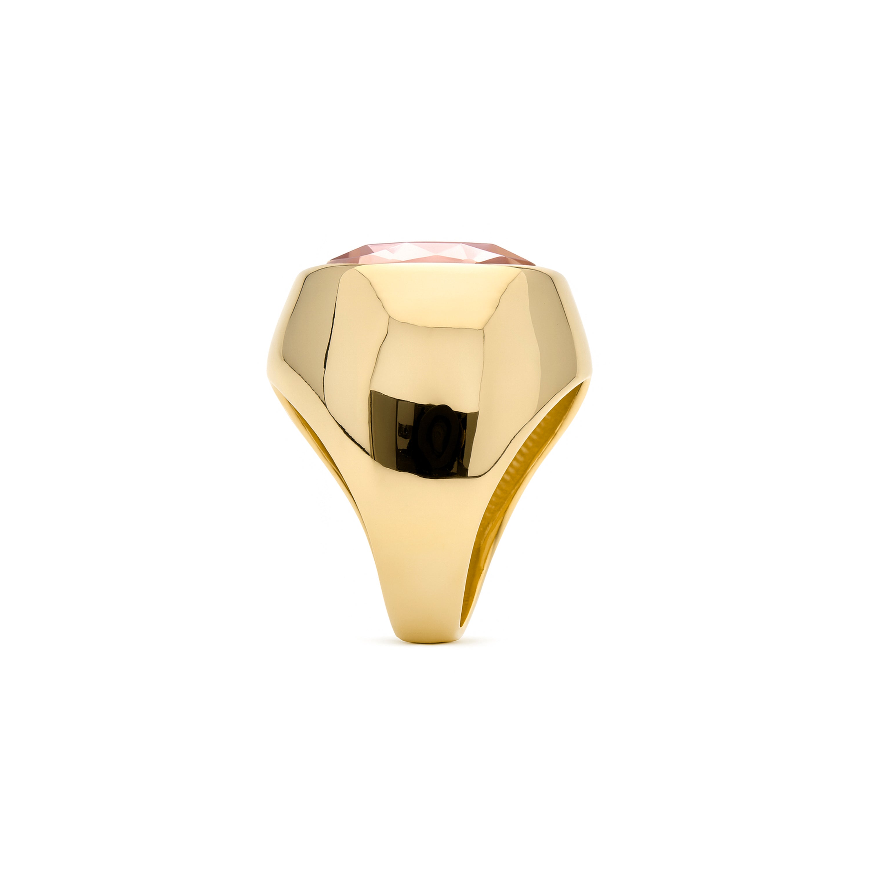 Brown Zirconia Ring in 18k Yellow Gold Finish - Ashan