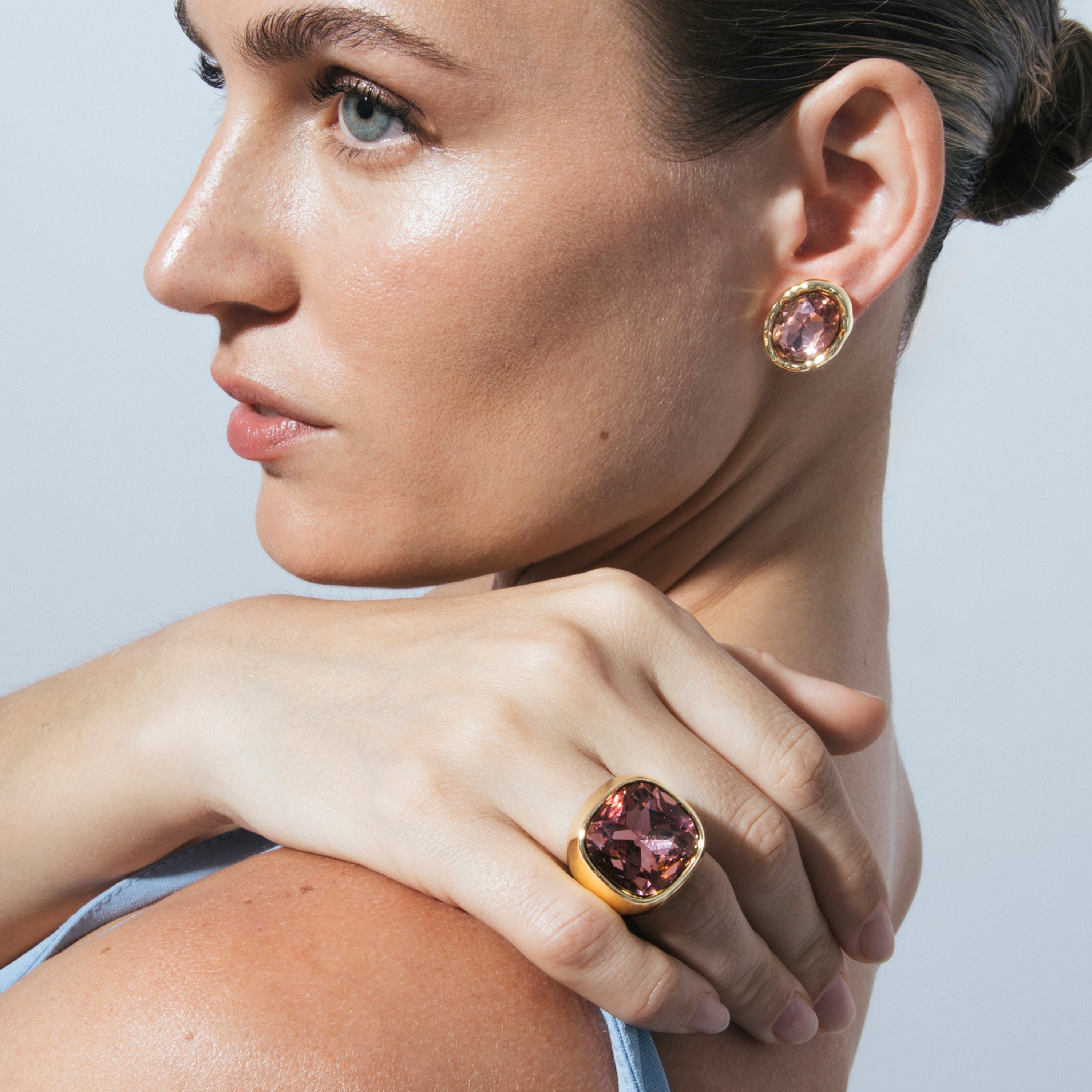 Brown Zirconia Ring in 18k Yellow Gold Finish - Ashan