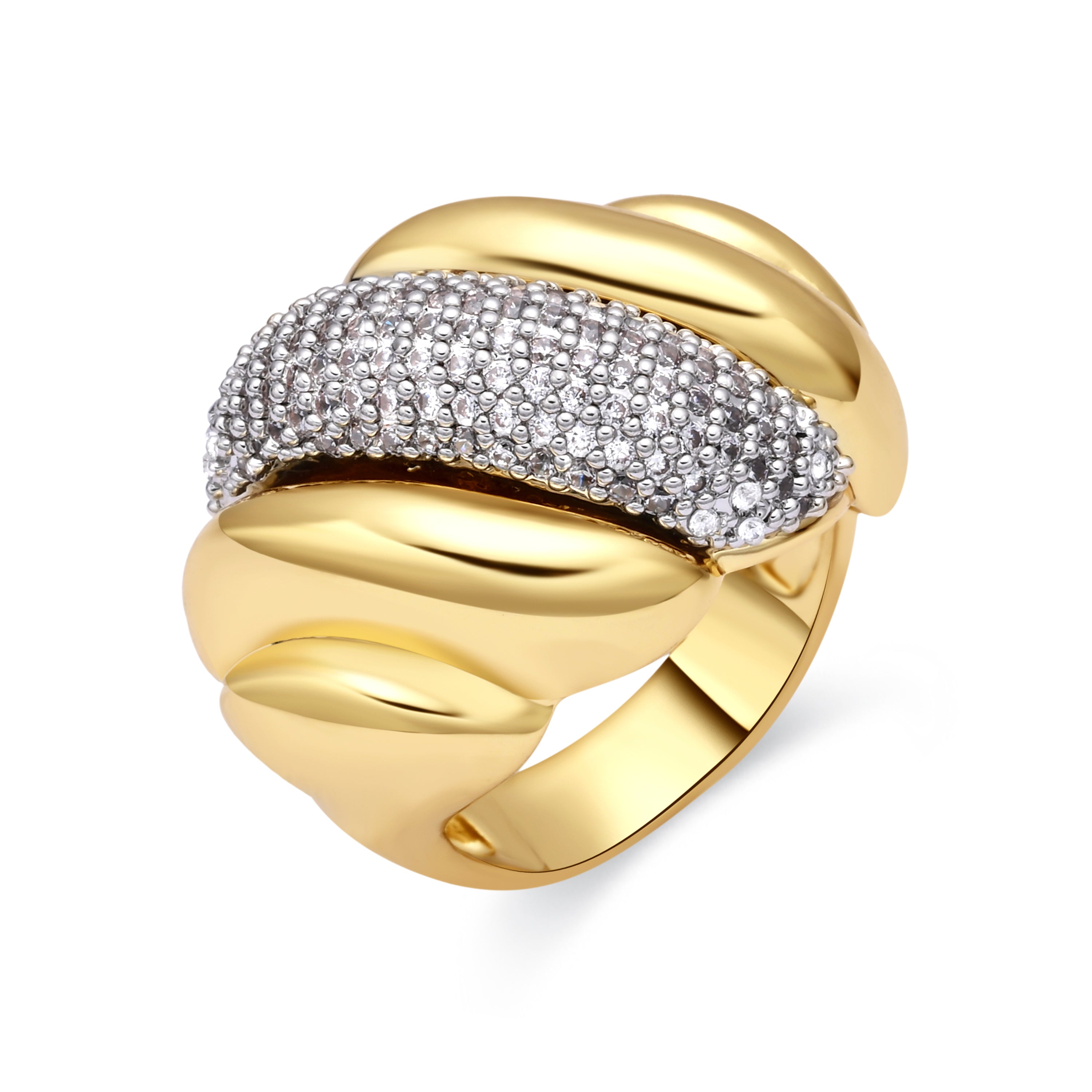 Brilliant Zirconia Ring in 18k Yellow Gold Finish - Lyssi