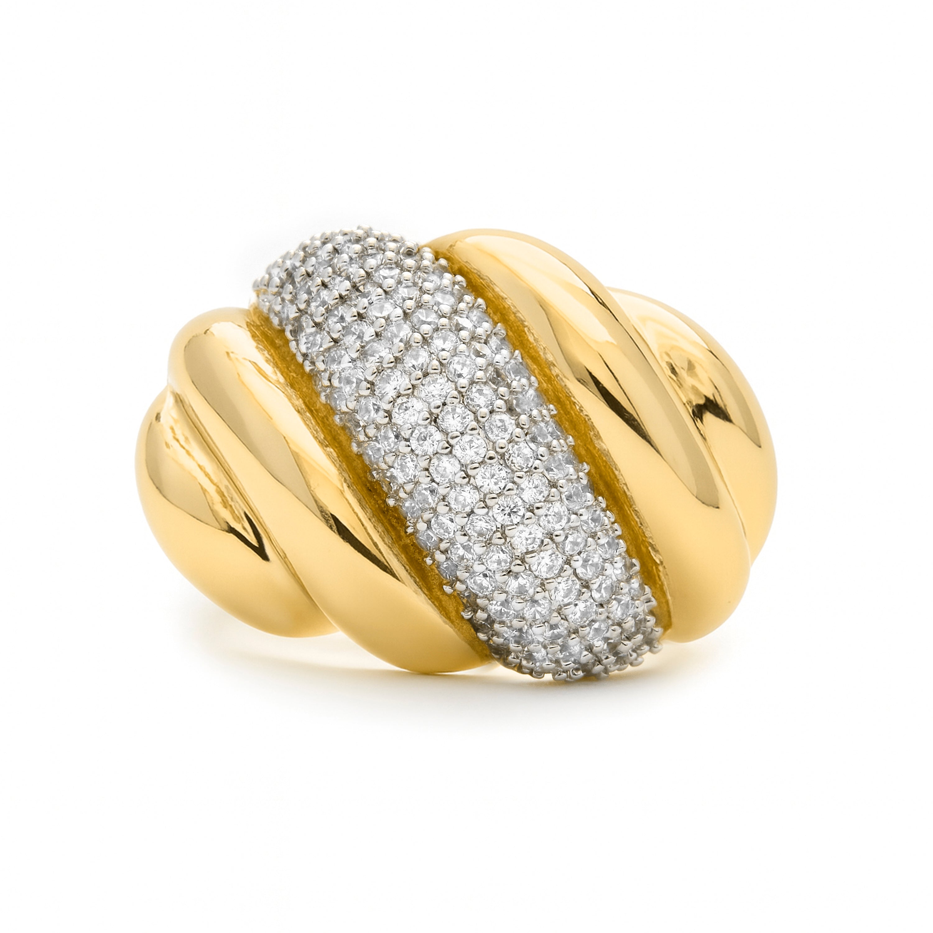 Brilliant Zirconia Ring in 18k Yellow Gold Finish - Lyssi
