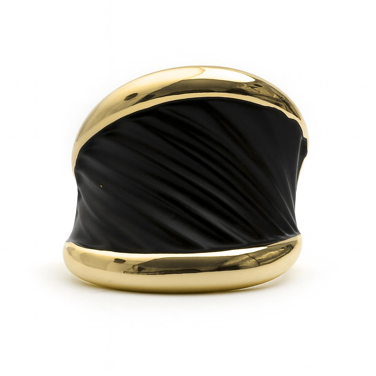 Anillo de Lacado Negro acabado en oro amarillo de 18k - Overci