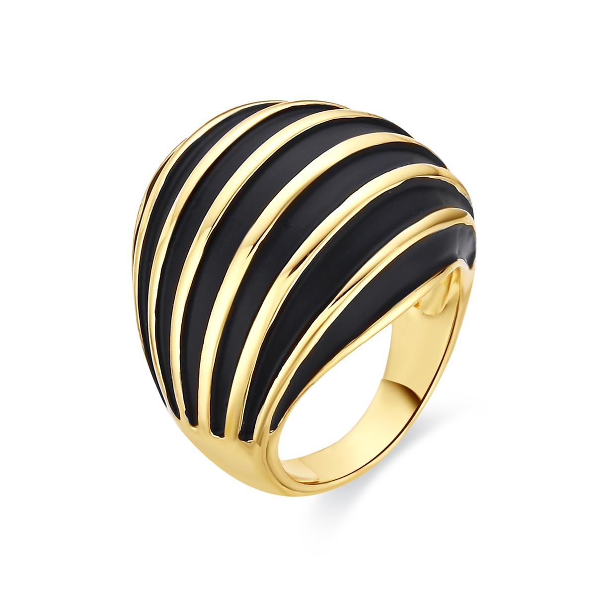 18k Yellow Gold-Finished Black Lacquer Ring - Belin