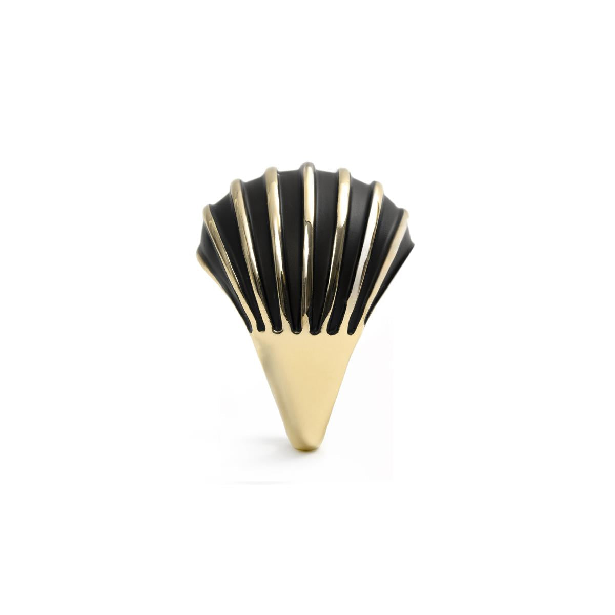 18k Yellow Gold-Finished Black Lacquer Ring - Belin