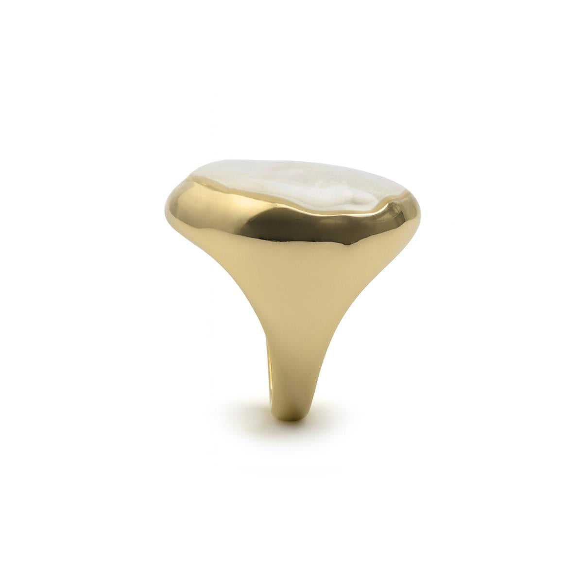 Anillo de Madreperla Blanca acabado en oro amarillo de 18k - Riub