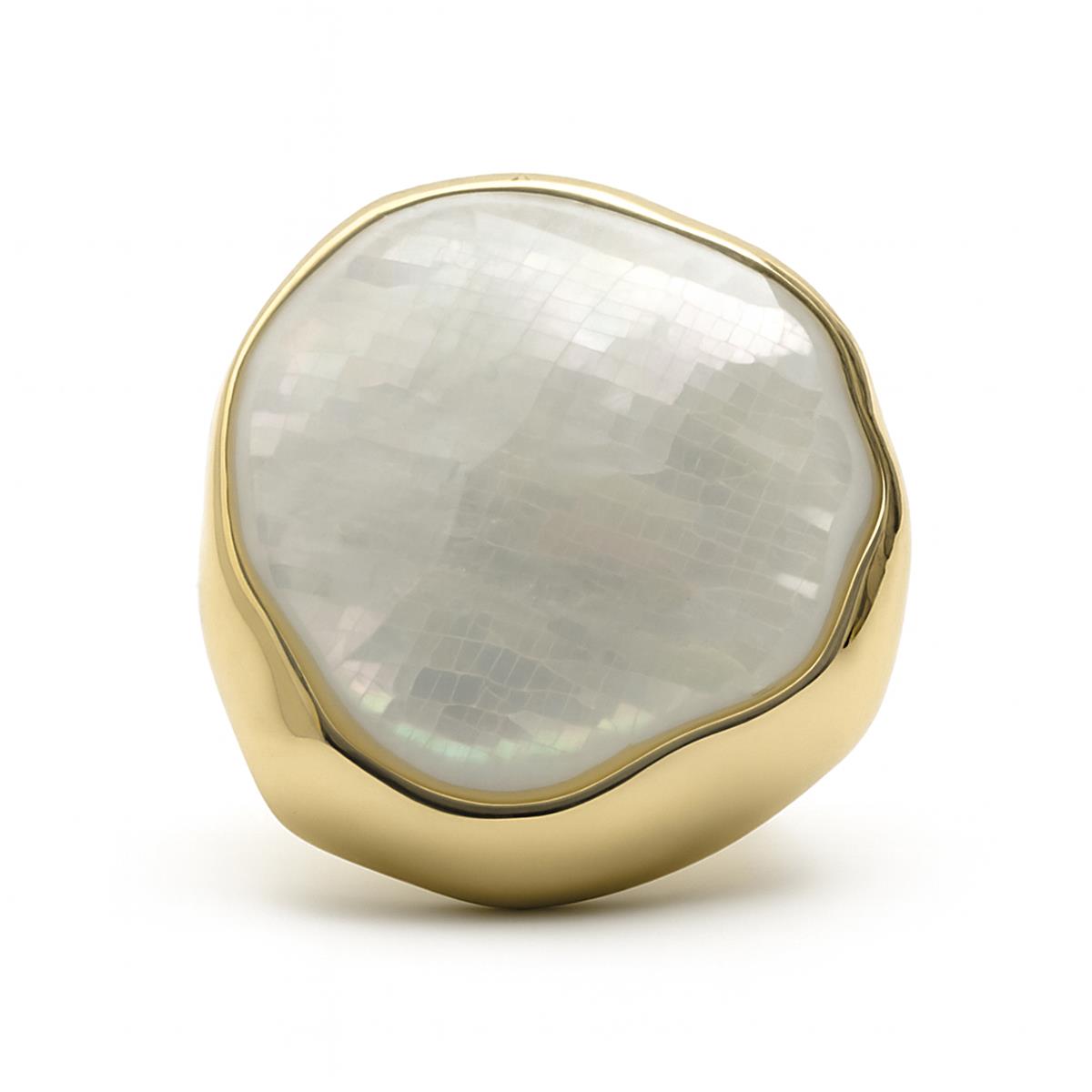 Anillo de Madreperla Blanca acabado en oro amarillo de 18k - Riub