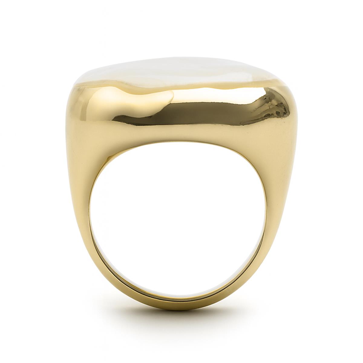 Anillo de Madreperla Blanca acabado en oro amarillo de 18k - Riub