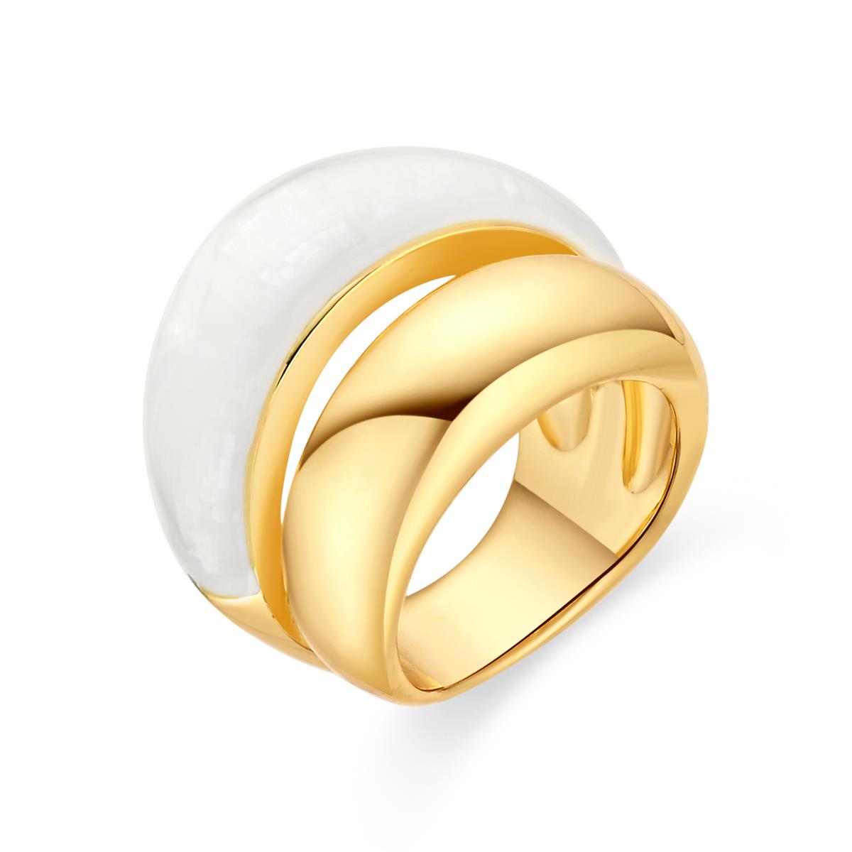 White Mother-of-Pearl ring with 18k yellow gold finish - Aisal