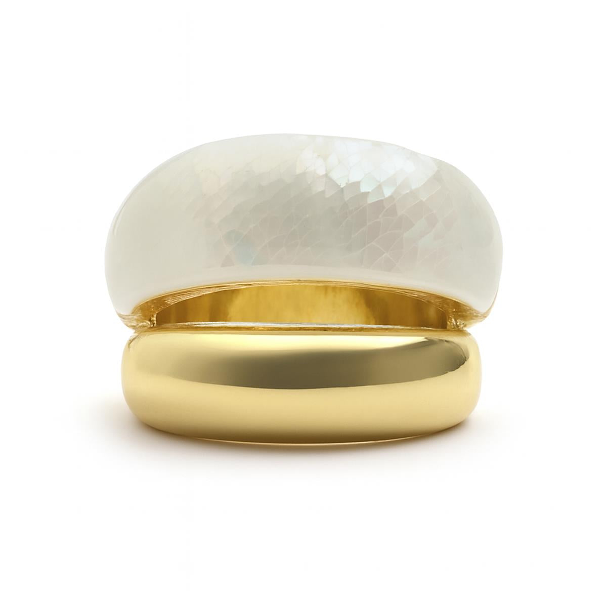 White Mother-of-Pearl ring with 18k yellow gold finish - Aisal