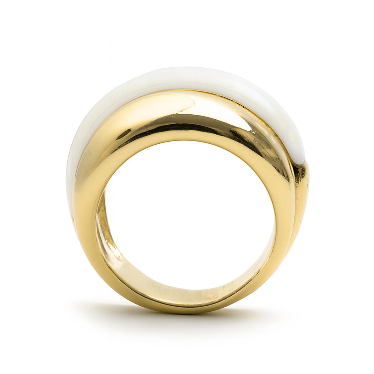 White Mother-of-Pearl ring with 18k yellow gold finish - Aisal