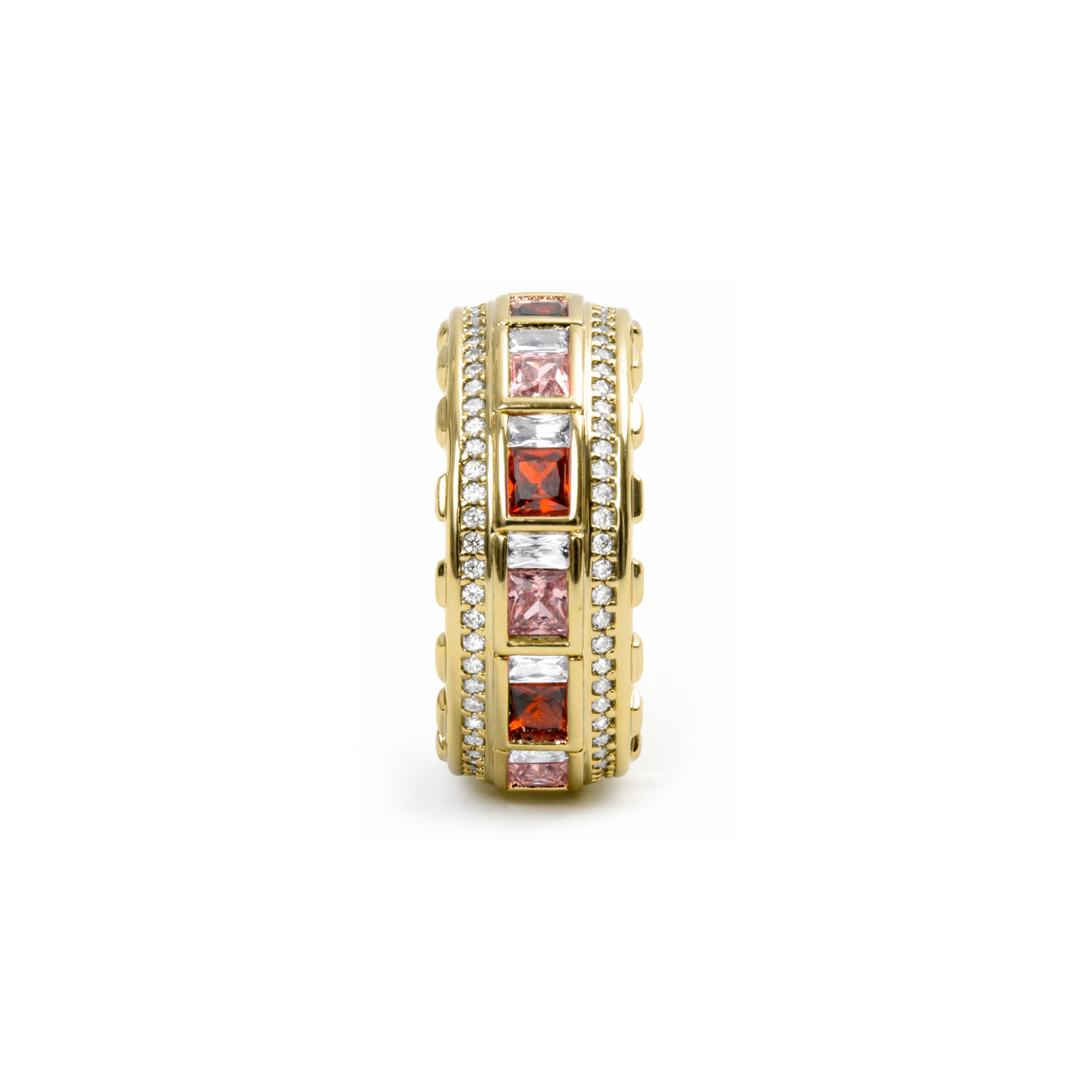 Multicolor Zircon Ring with 18k Yellow Gold Finish - Niodoc