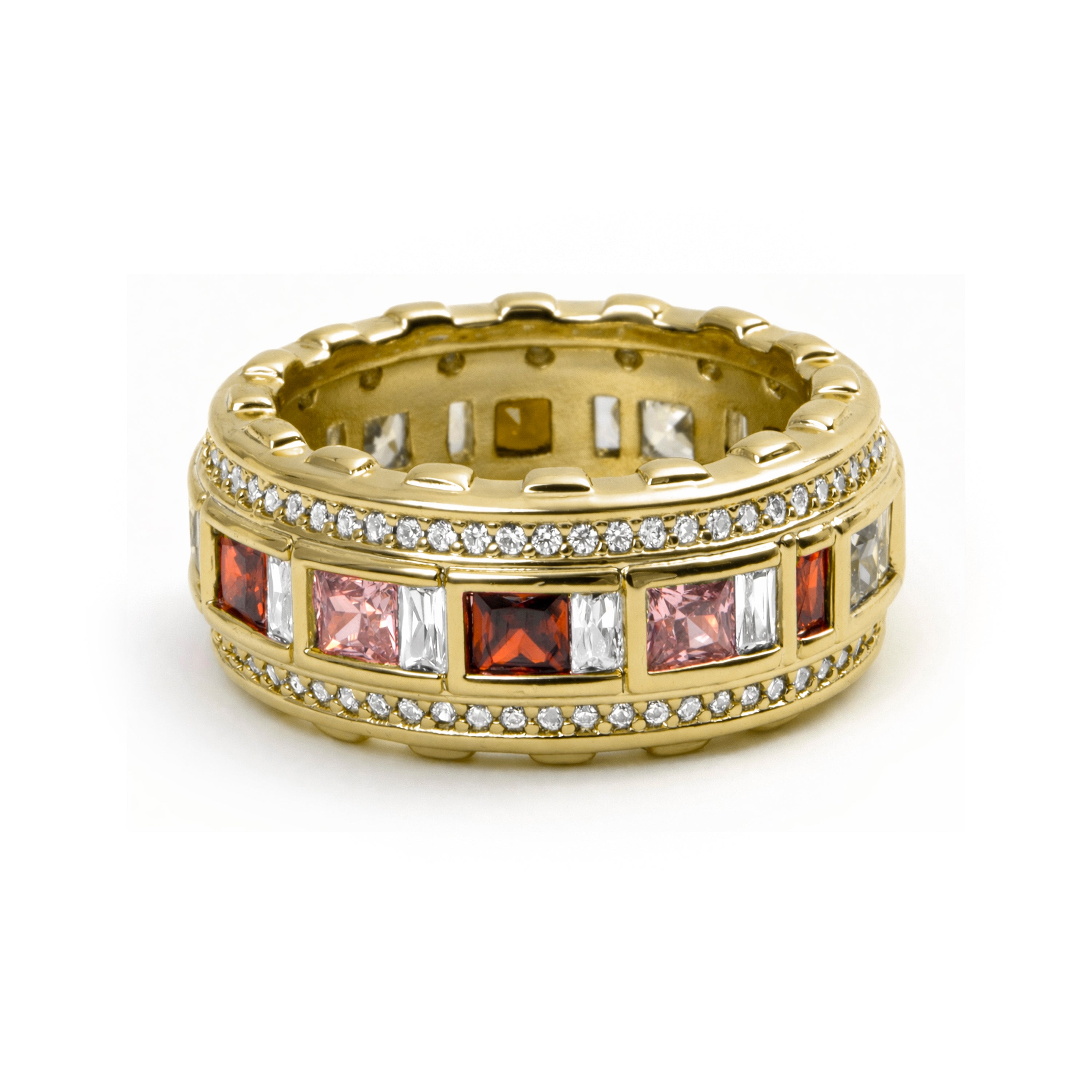 Multicolor Zircon Ring with 18k Yellow Gold Finish - Niodoc