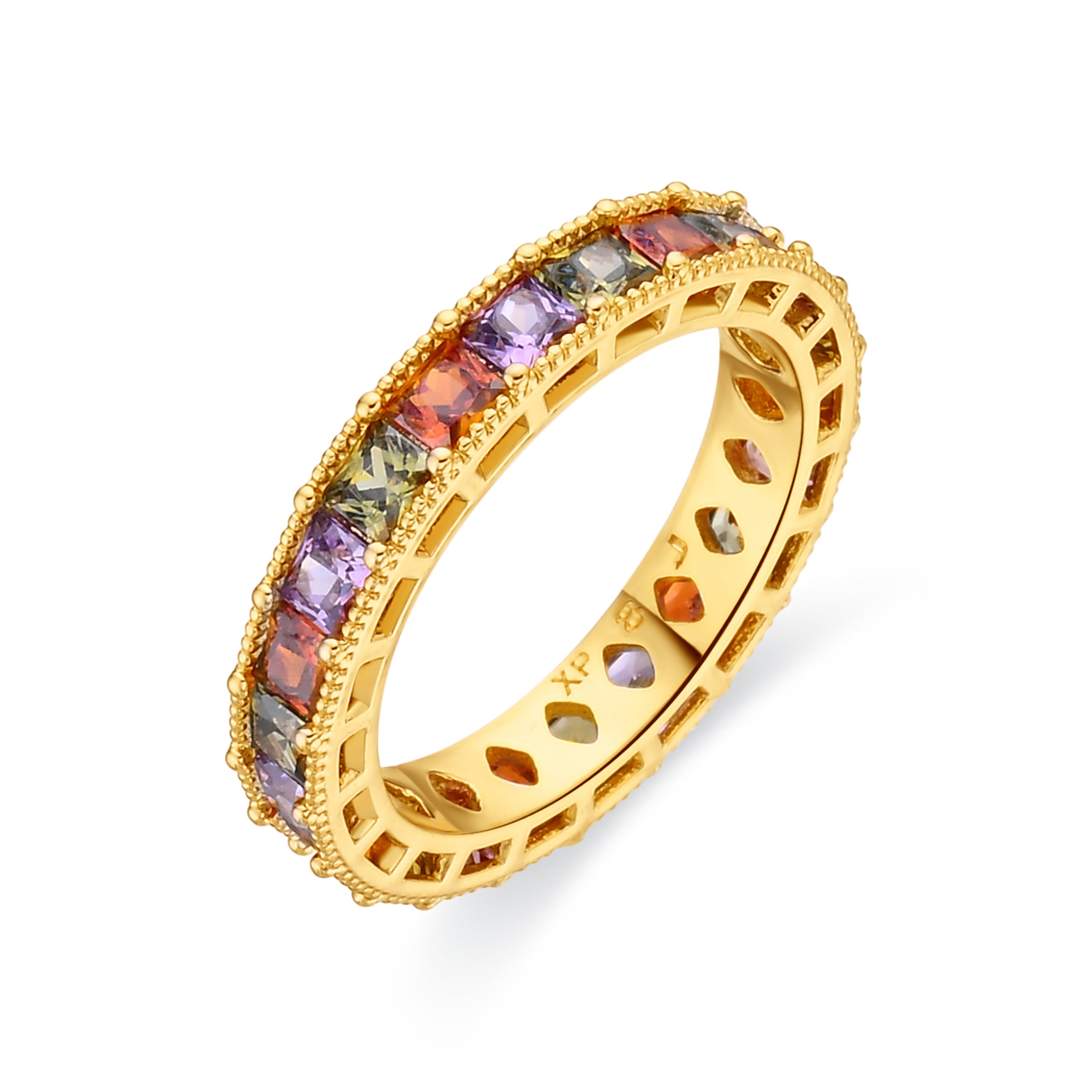 18k Yellow Gold Finish Multicolor Zircon Ring - Camilko