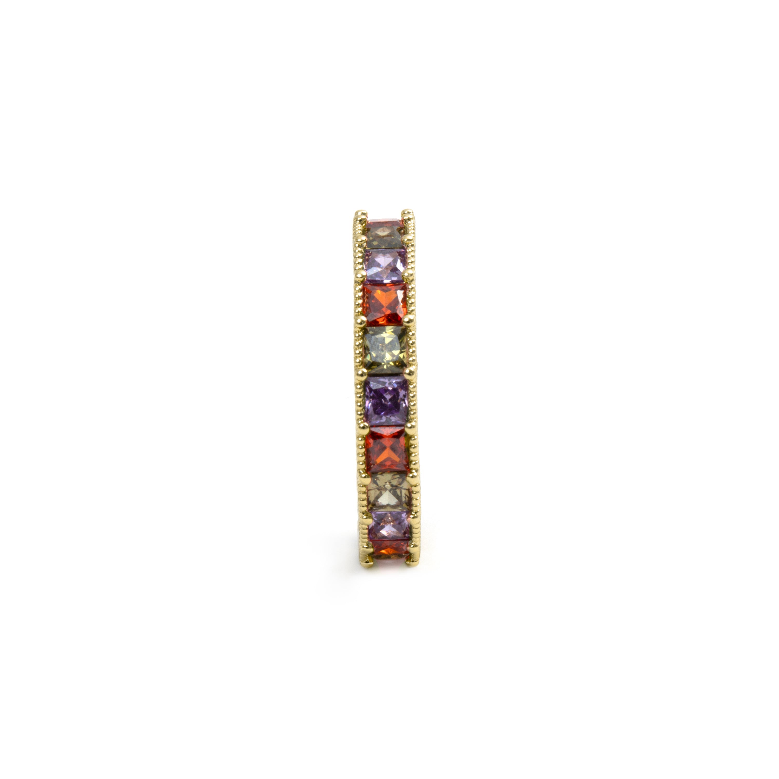 18k Yellow Gold Finish Multicolor Zircon Ring - Camilko