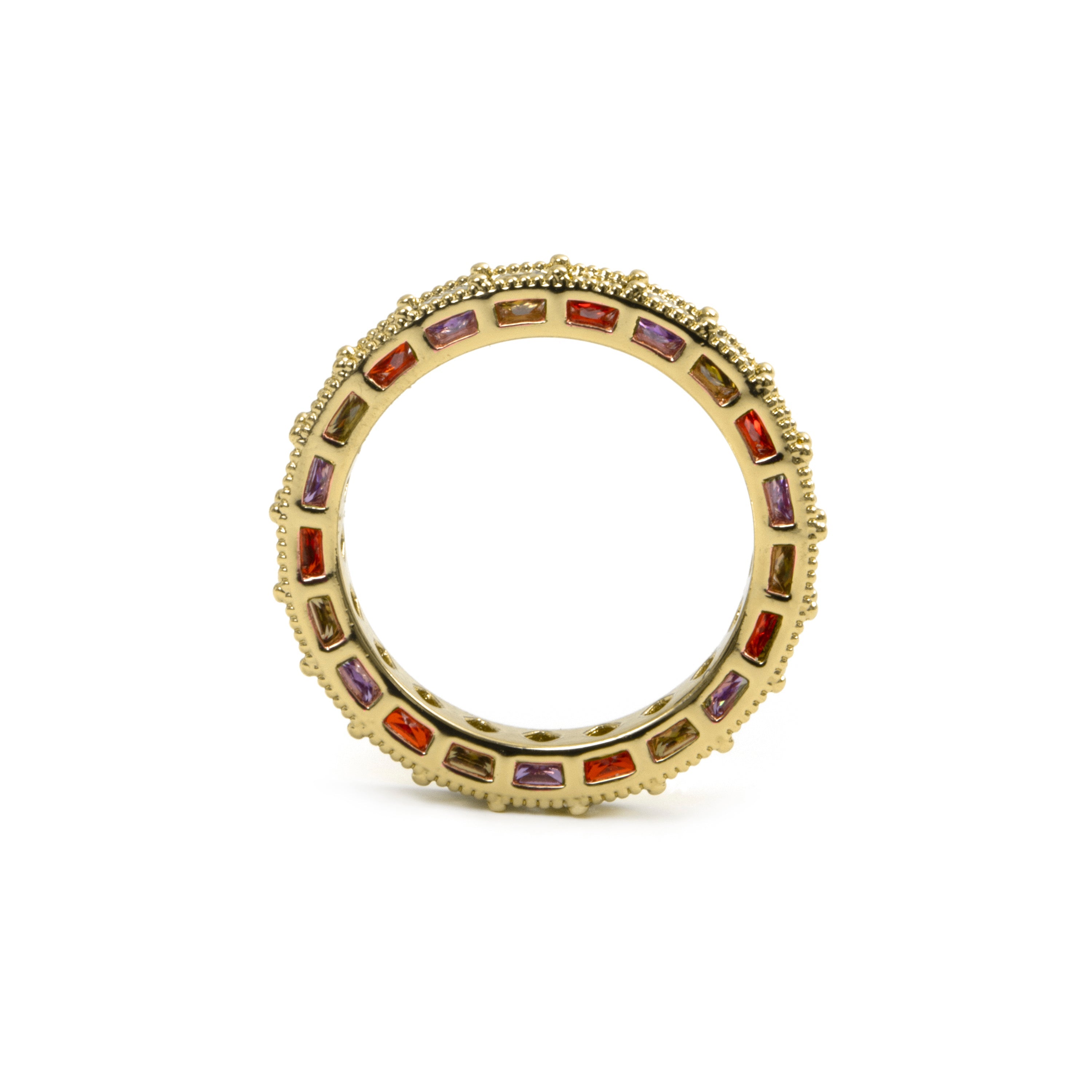 18k Yellow Gold Finish Multicolor Zircon Ring - Camilko