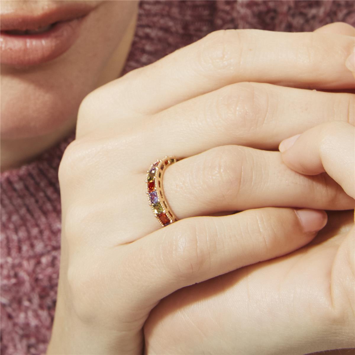 18k Yellow Gold Finish Multicolor Zircon Ring - Camilko