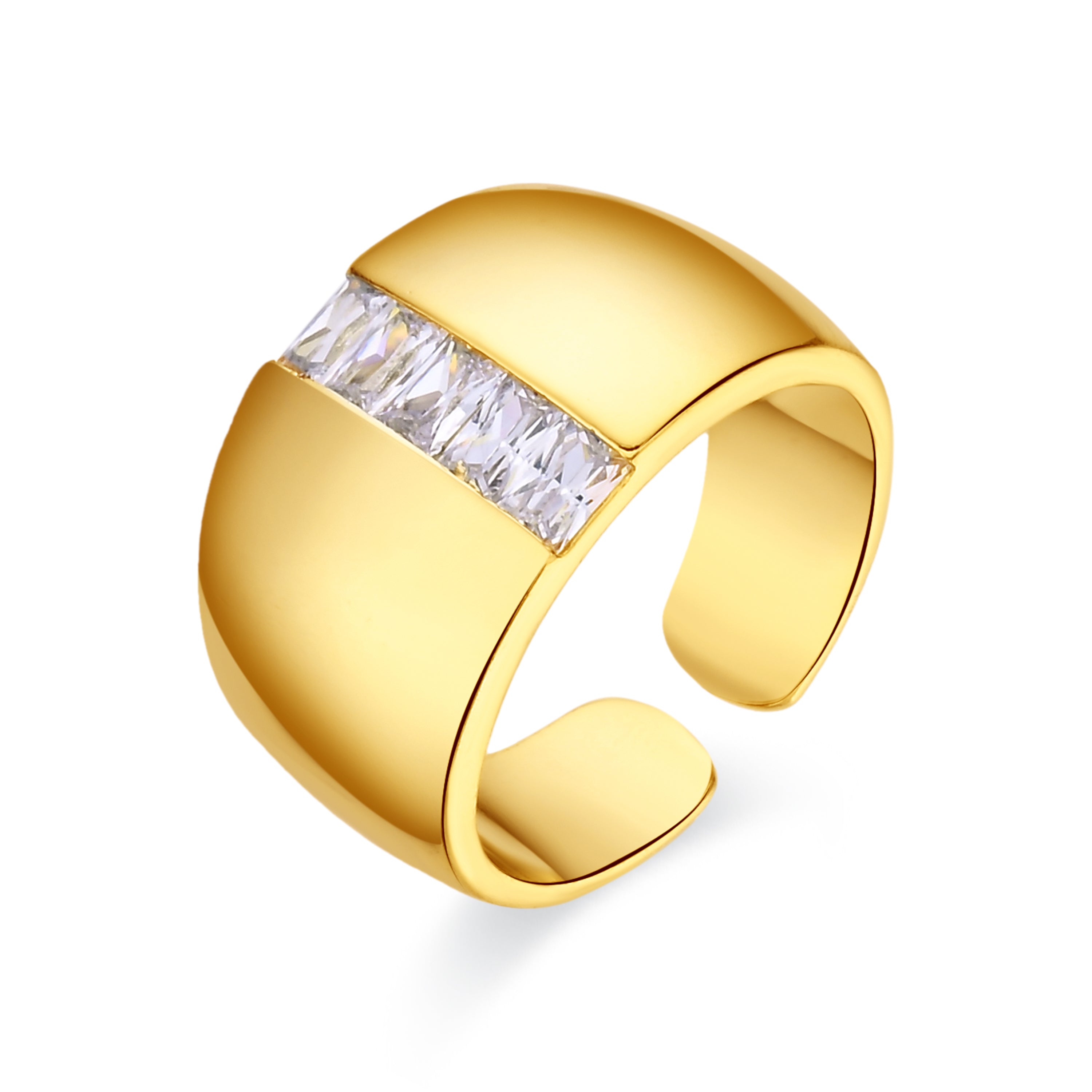 18k Yellow Gold Plated Brilliant Zircon Ring - Hiddon