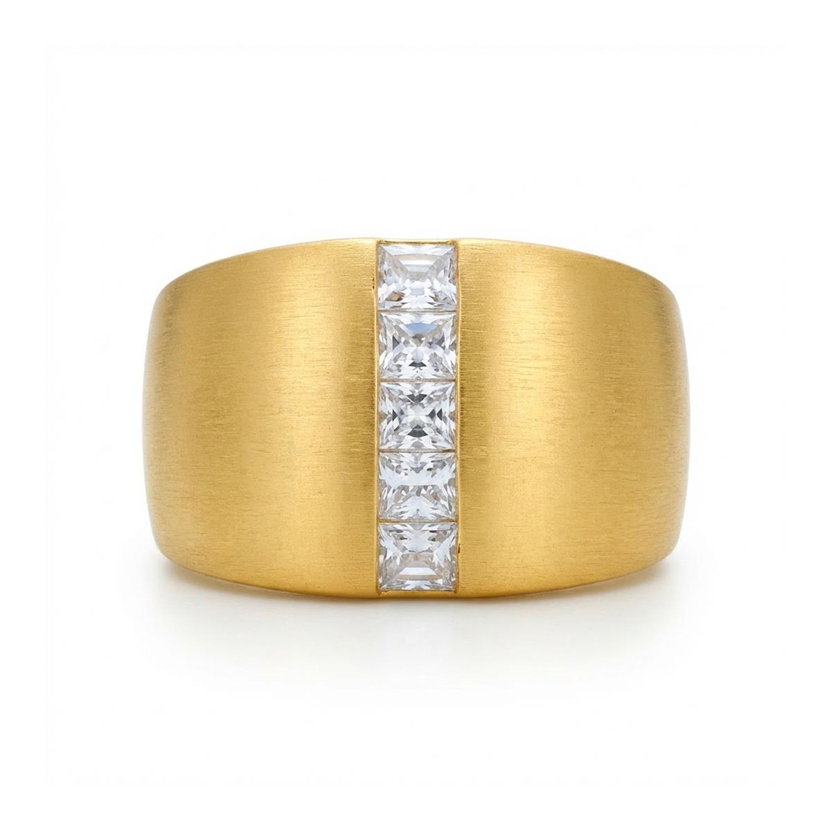 18k Yellow Gold Plated Brilliant Zircon Ring - Hiddon