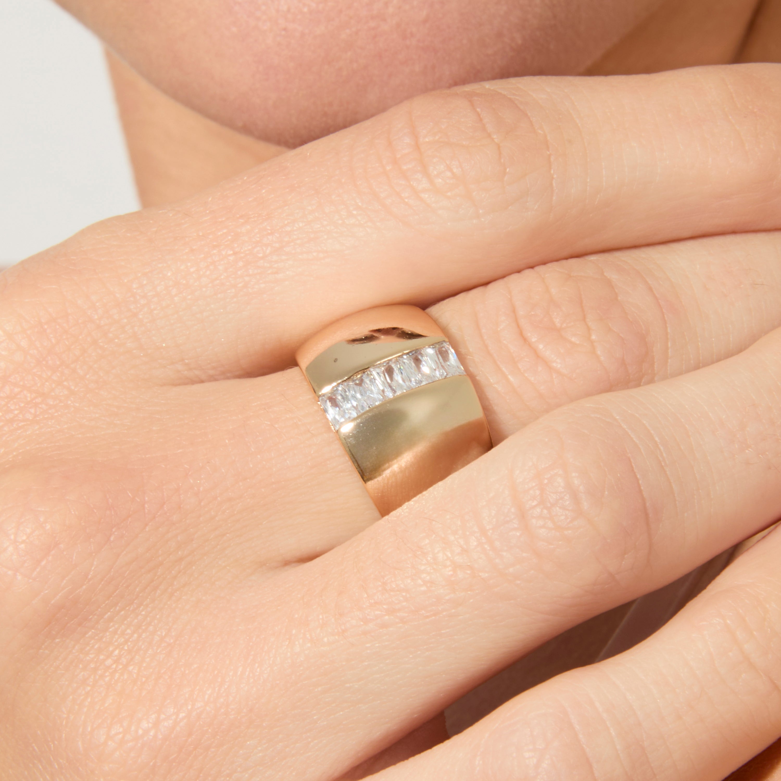 18k Yellow Gold Plated Brilliant Zircon Ring - Hiddon