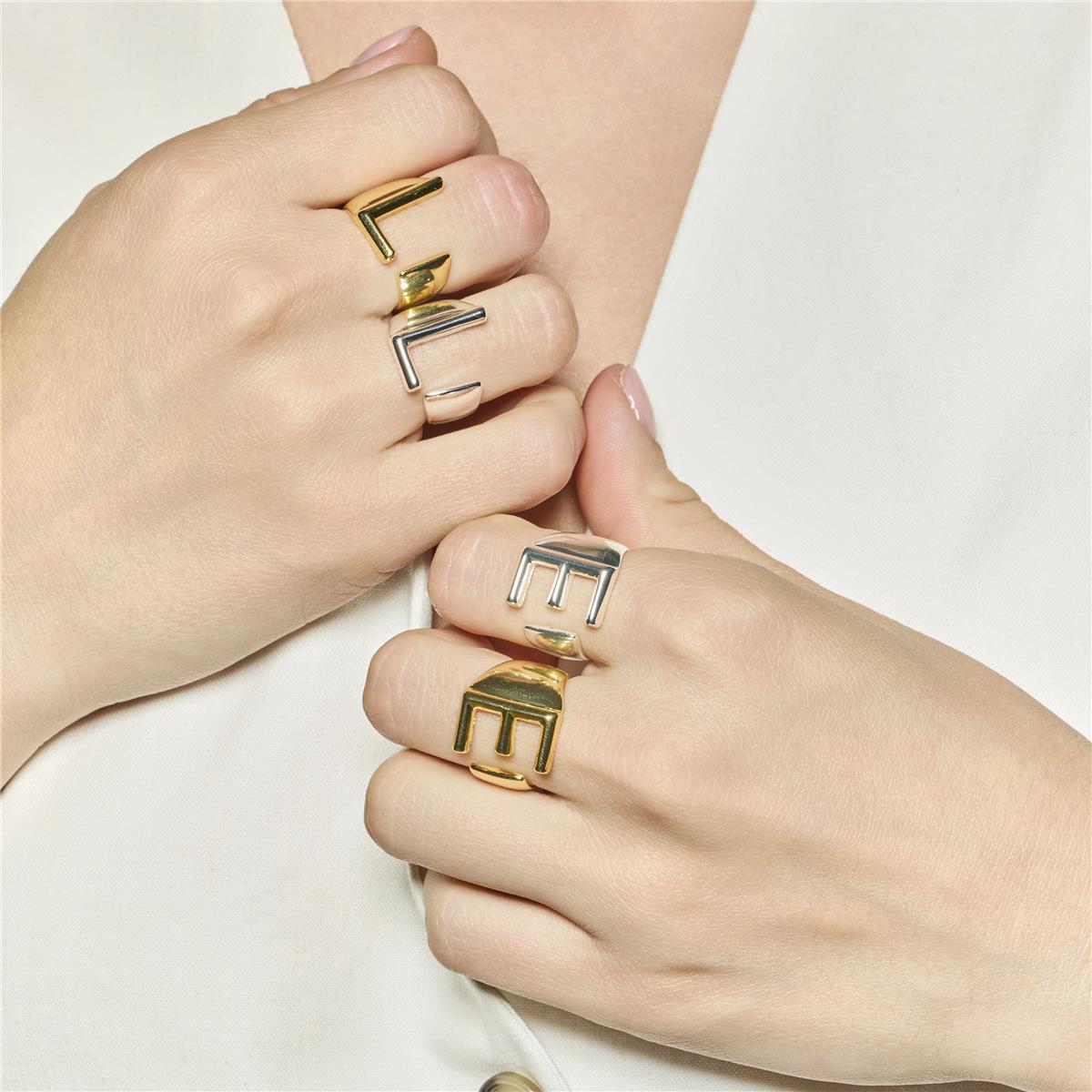 18k yellow gold finish ring - Alphabet