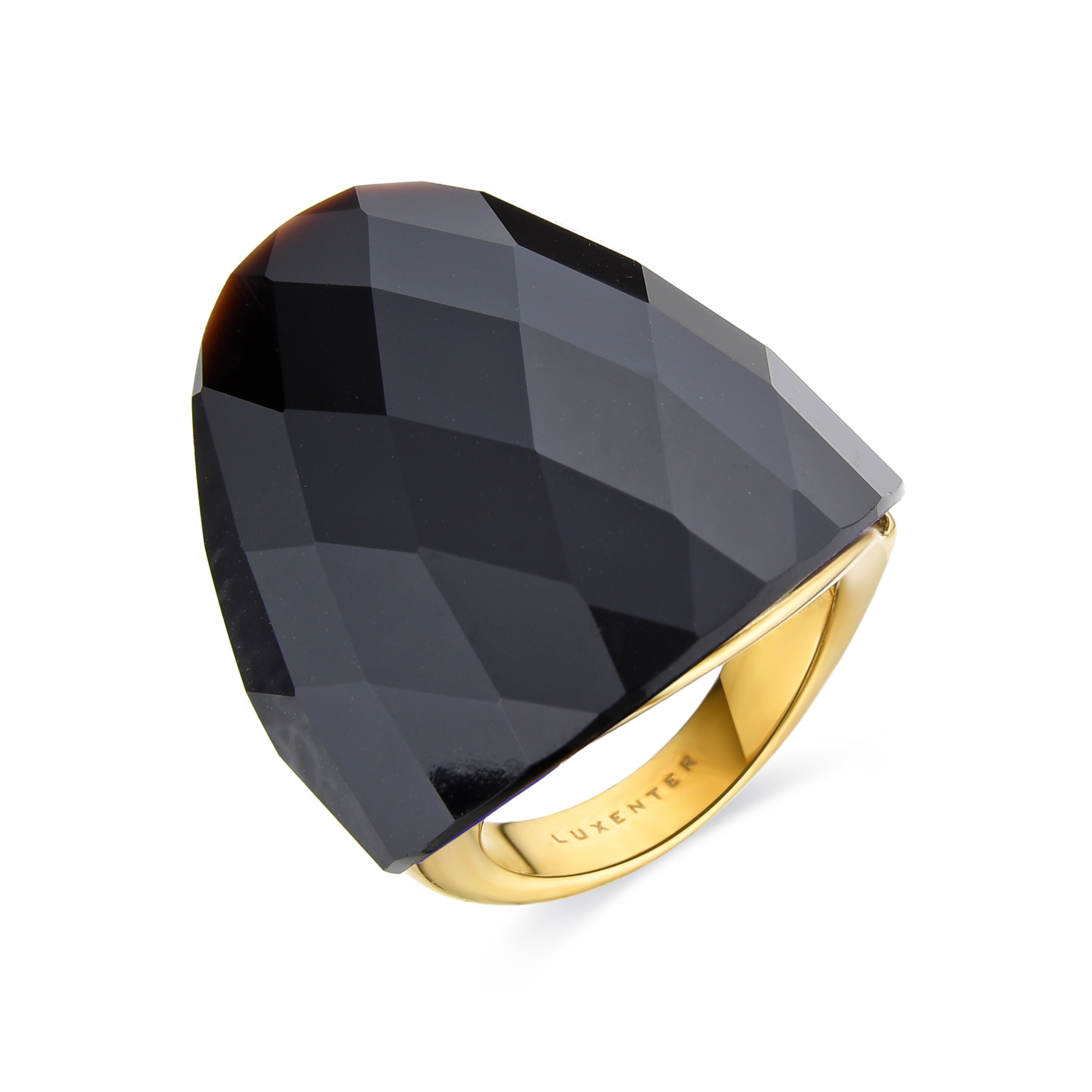 Hydrothermal Onyx Quartz Ring finished in 18K yellow gold - Konsil