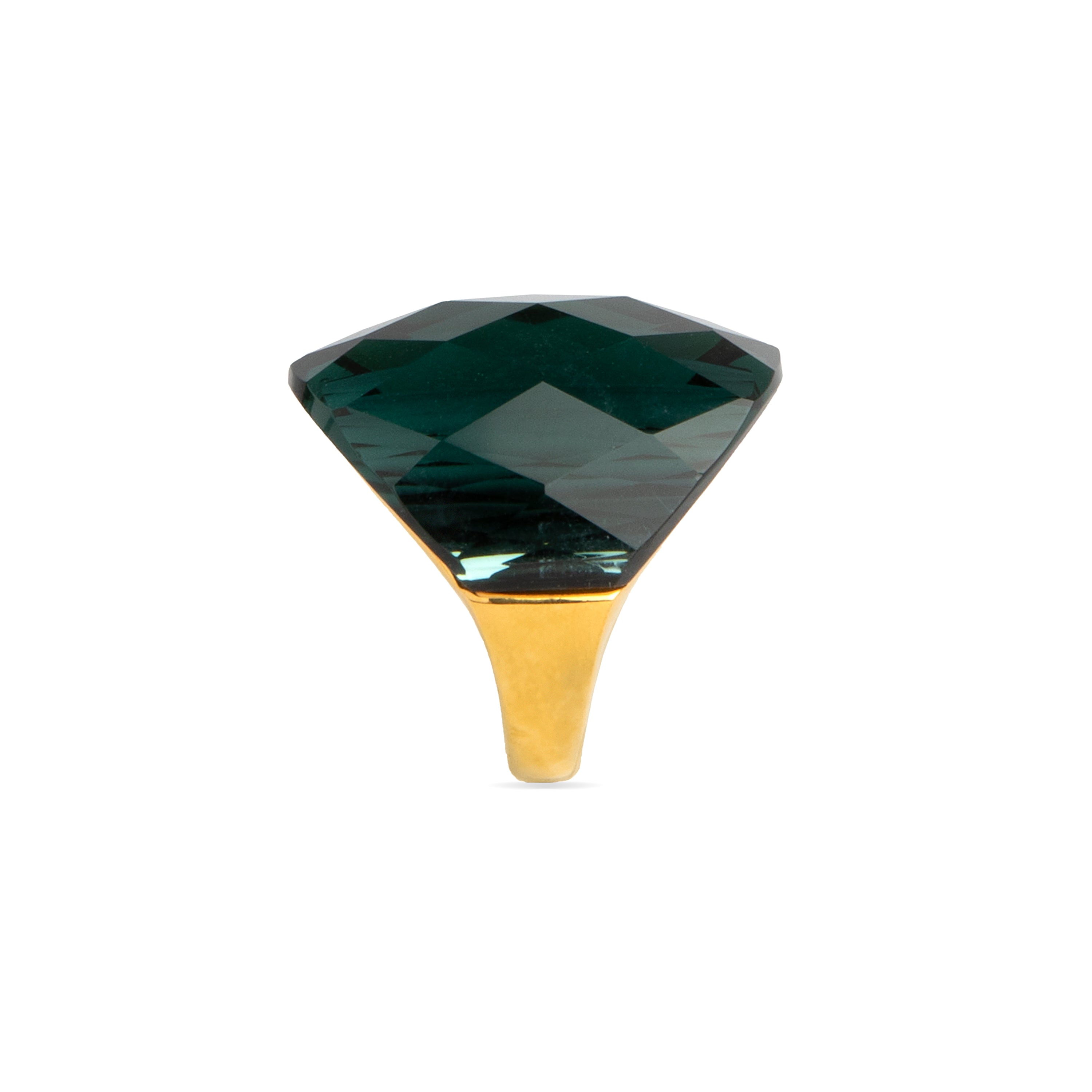 Anillo con Cuarzo Hidrotermal Onix acabado en oro amarillo 18K - Tak
