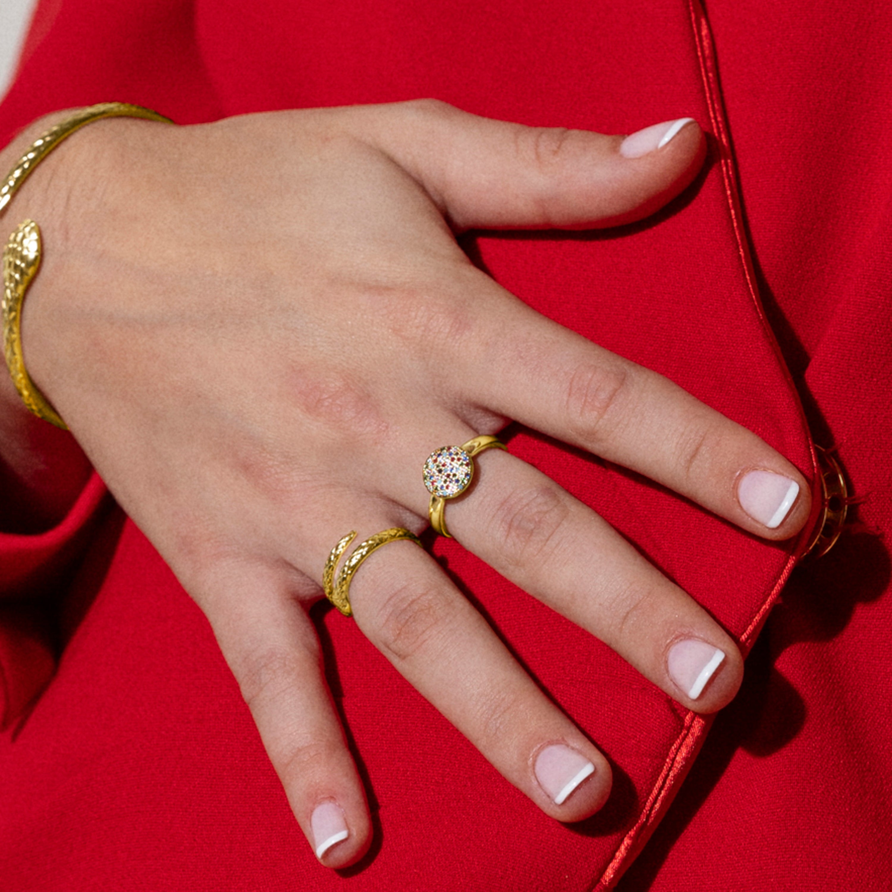 18K Yellow Gold-plated Multicolor Cubic Zirconia Ring - Cuix