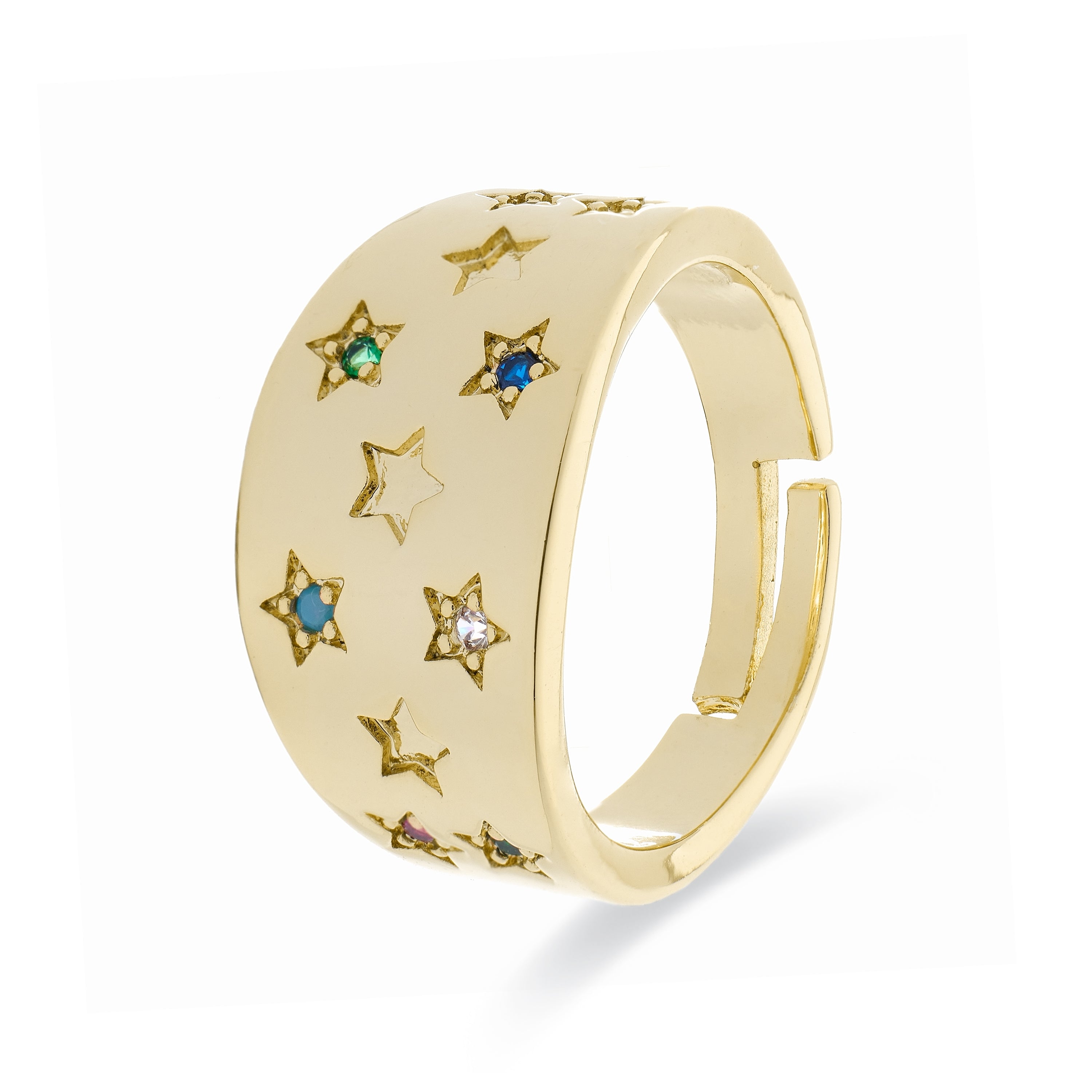 Ring with brilliant zirconia finished in 18K yellow gold - Etav