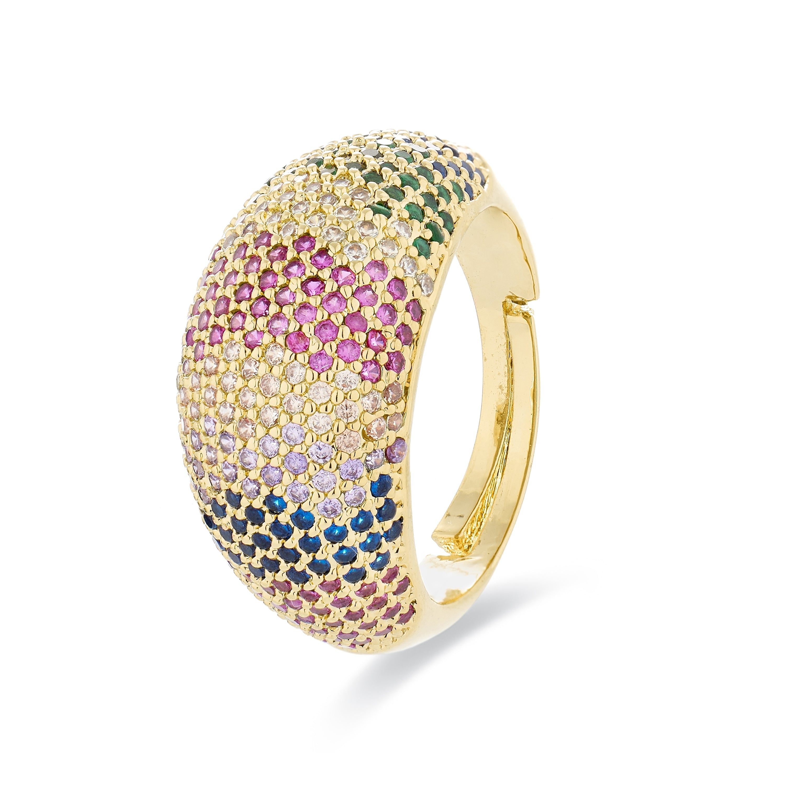 18K Yellow Gold-plated Multicolor Zircon Ring - Ikahi