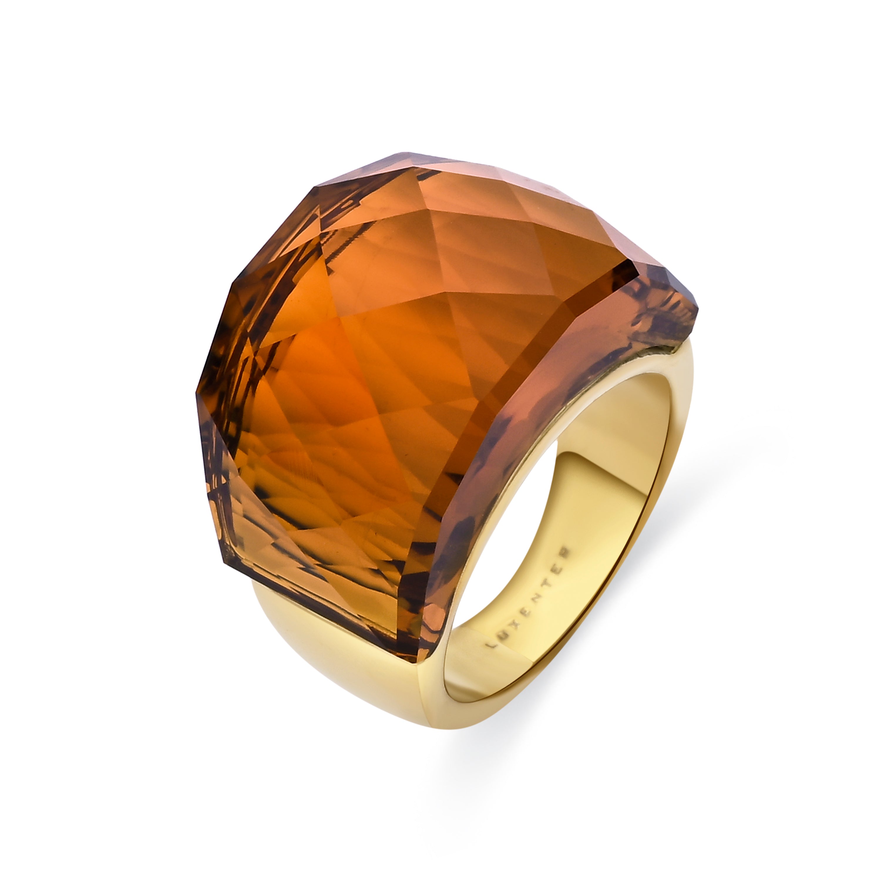 18k Yellow Gold-Plated Orange Hydrothermal Quartz Ring - Fadino