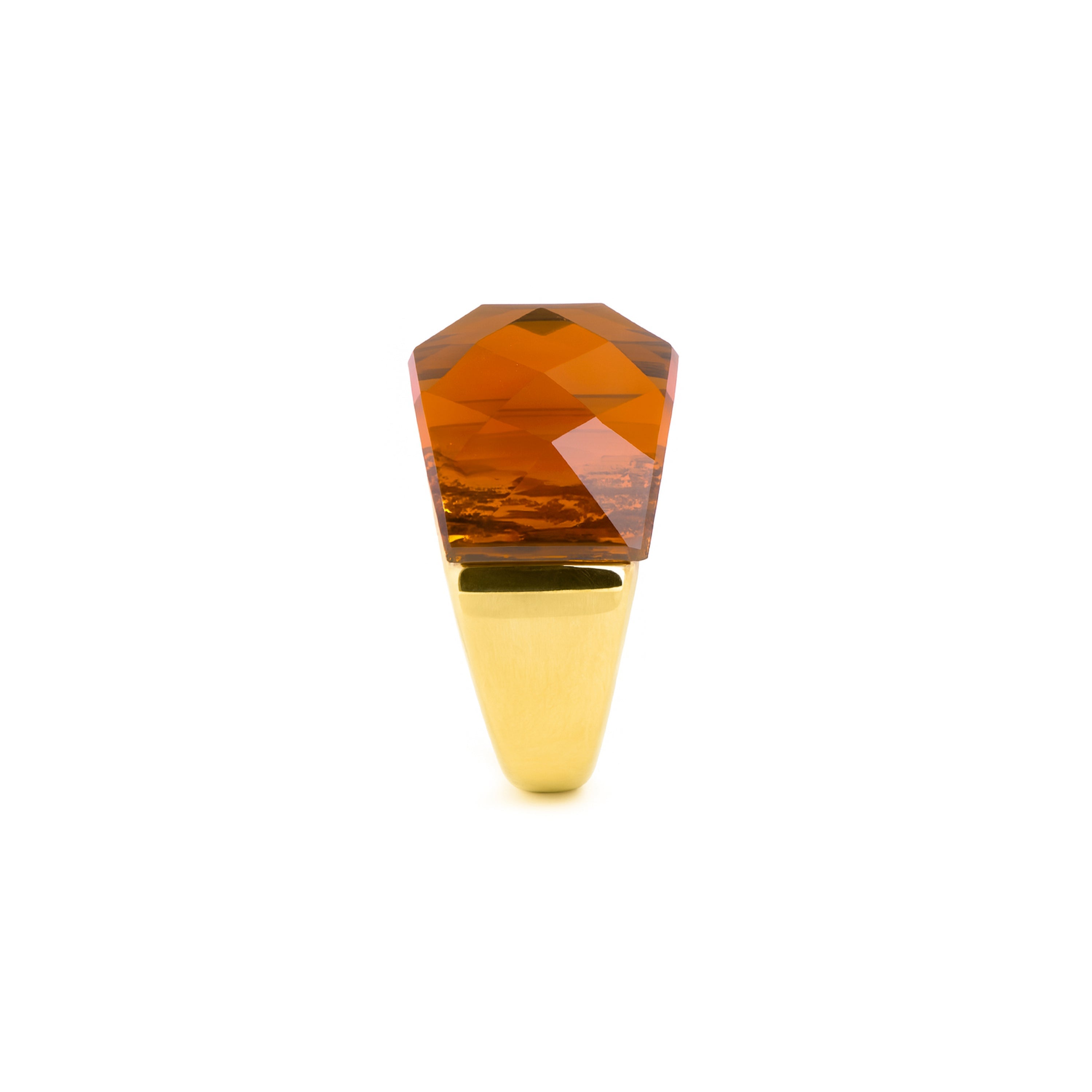 18k Yellow Gold-Plated Orange Hydrothermal Quartz Ring - Fadino