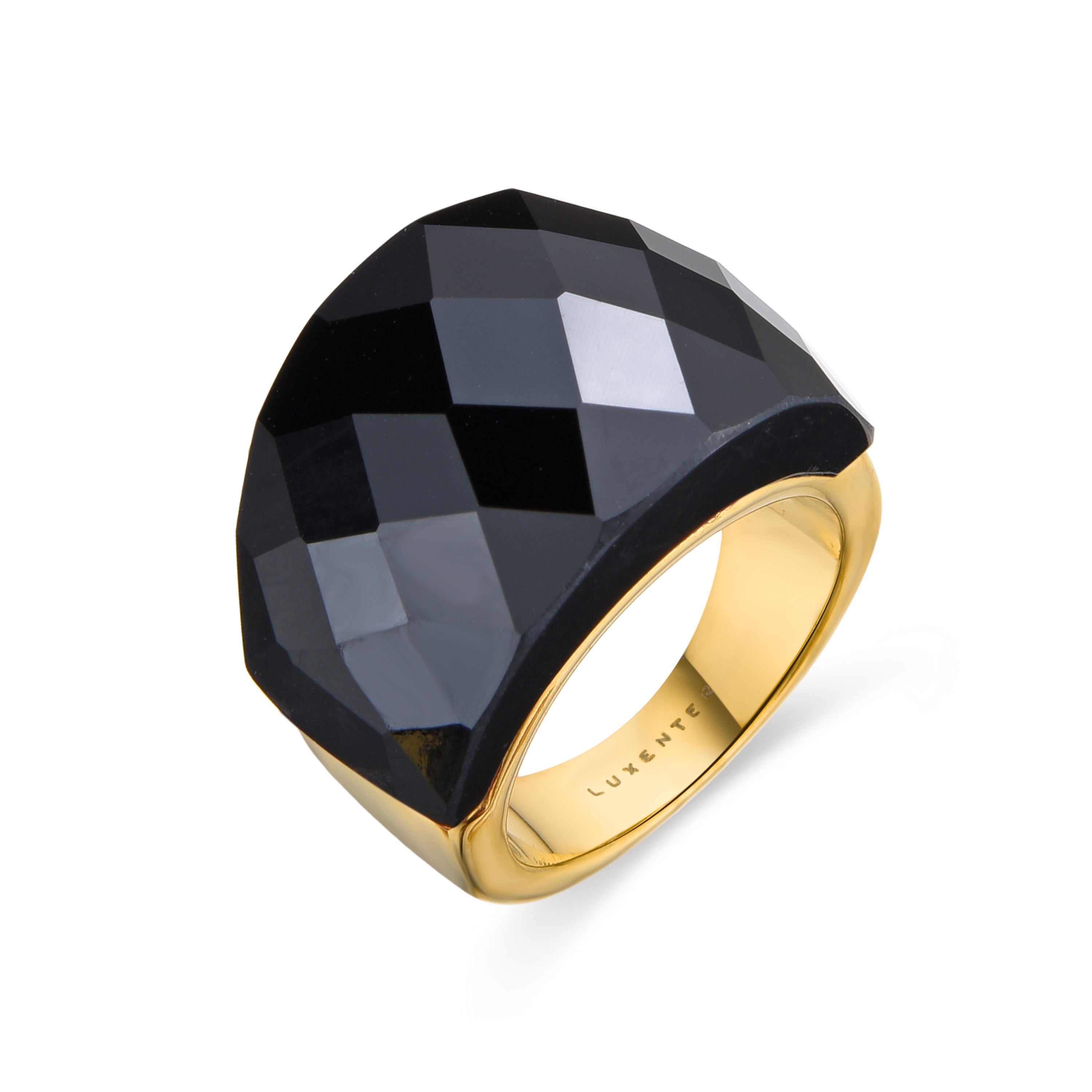 Ring with Hydrothermal Onyx Quartz finished in 18K yellow gold - Hianvi