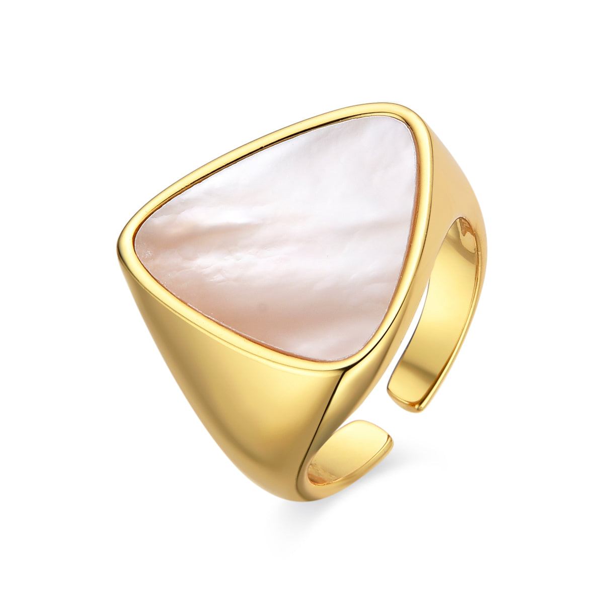 Ring with White Mother of Pearl, 18k gold finish - Sune