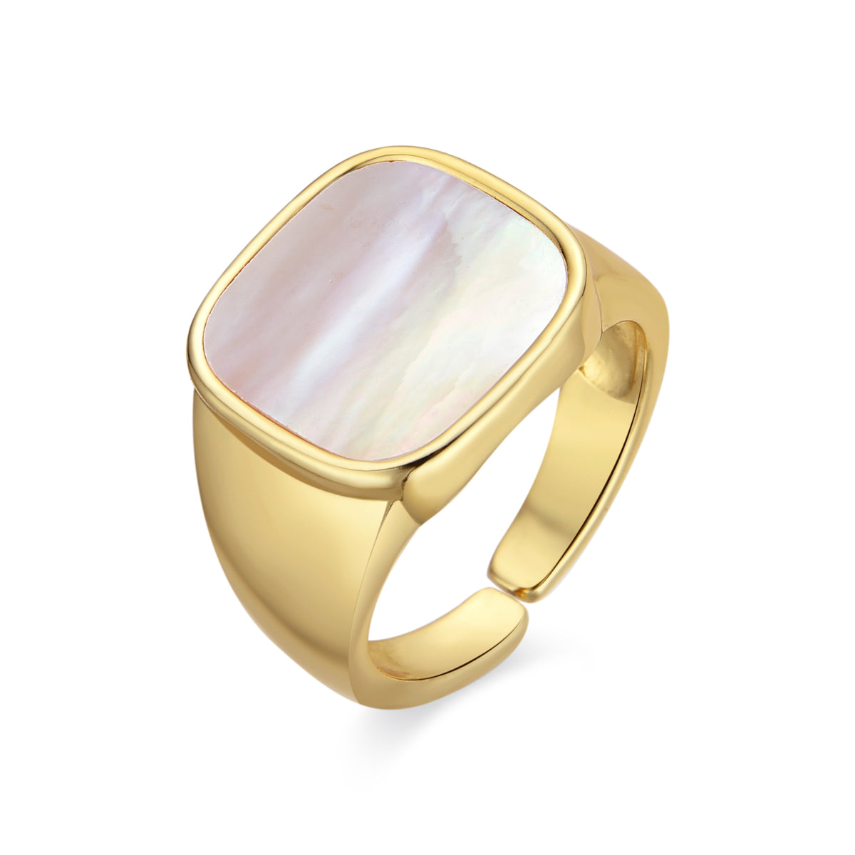 Ring with white mother-of-pearl, 18k gold finish - Misau