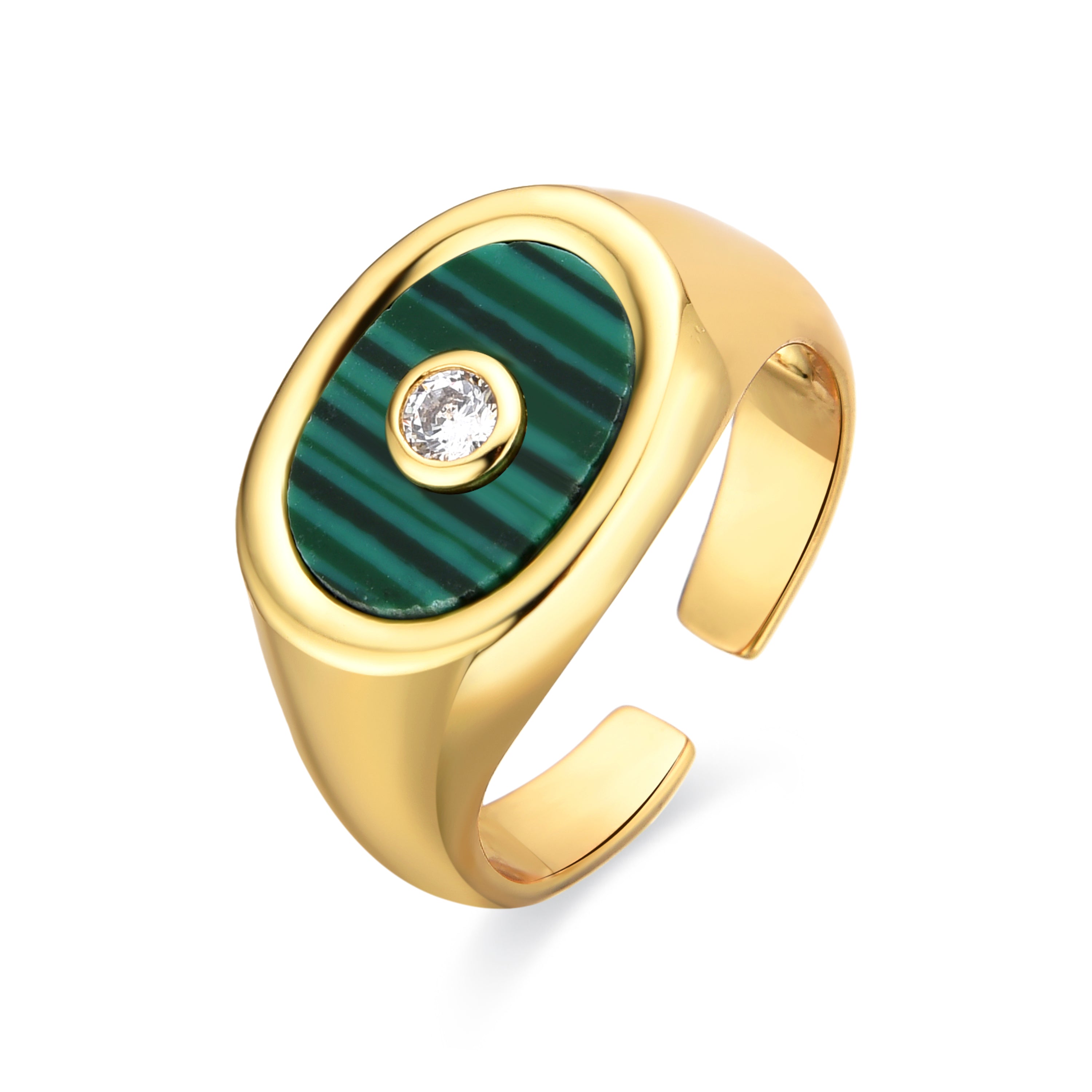 18k gold-plated Malachite ring - Staxo