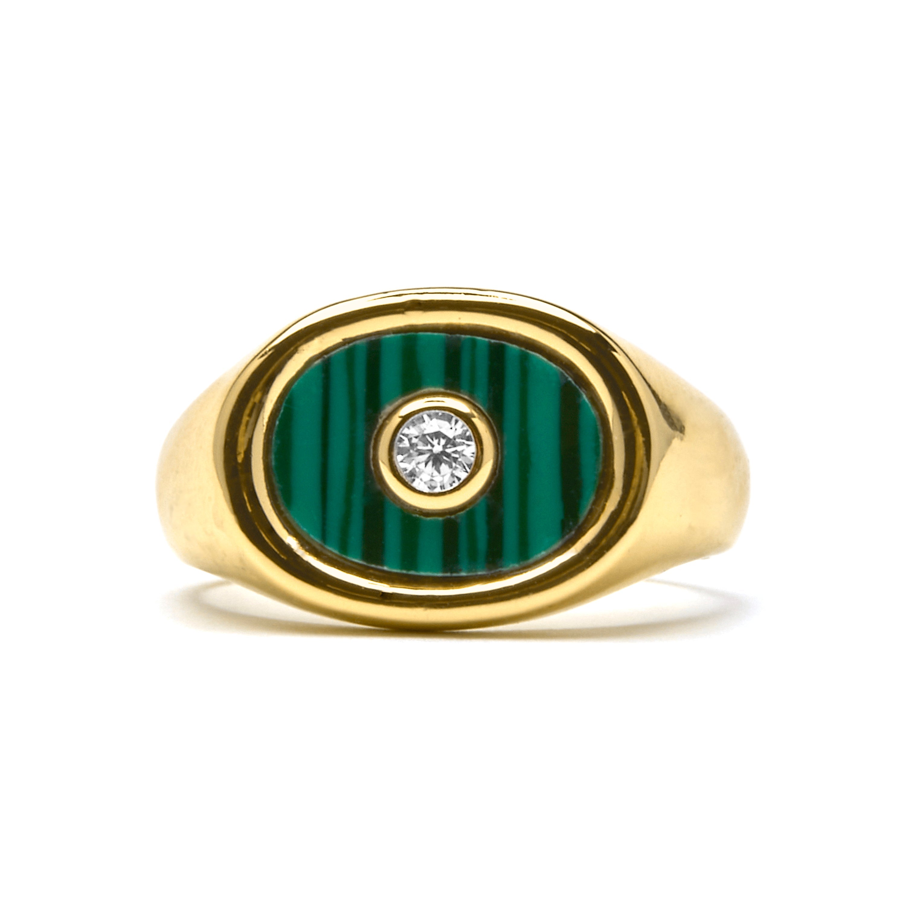 18k gold-plated Malachite ring - Staxo
