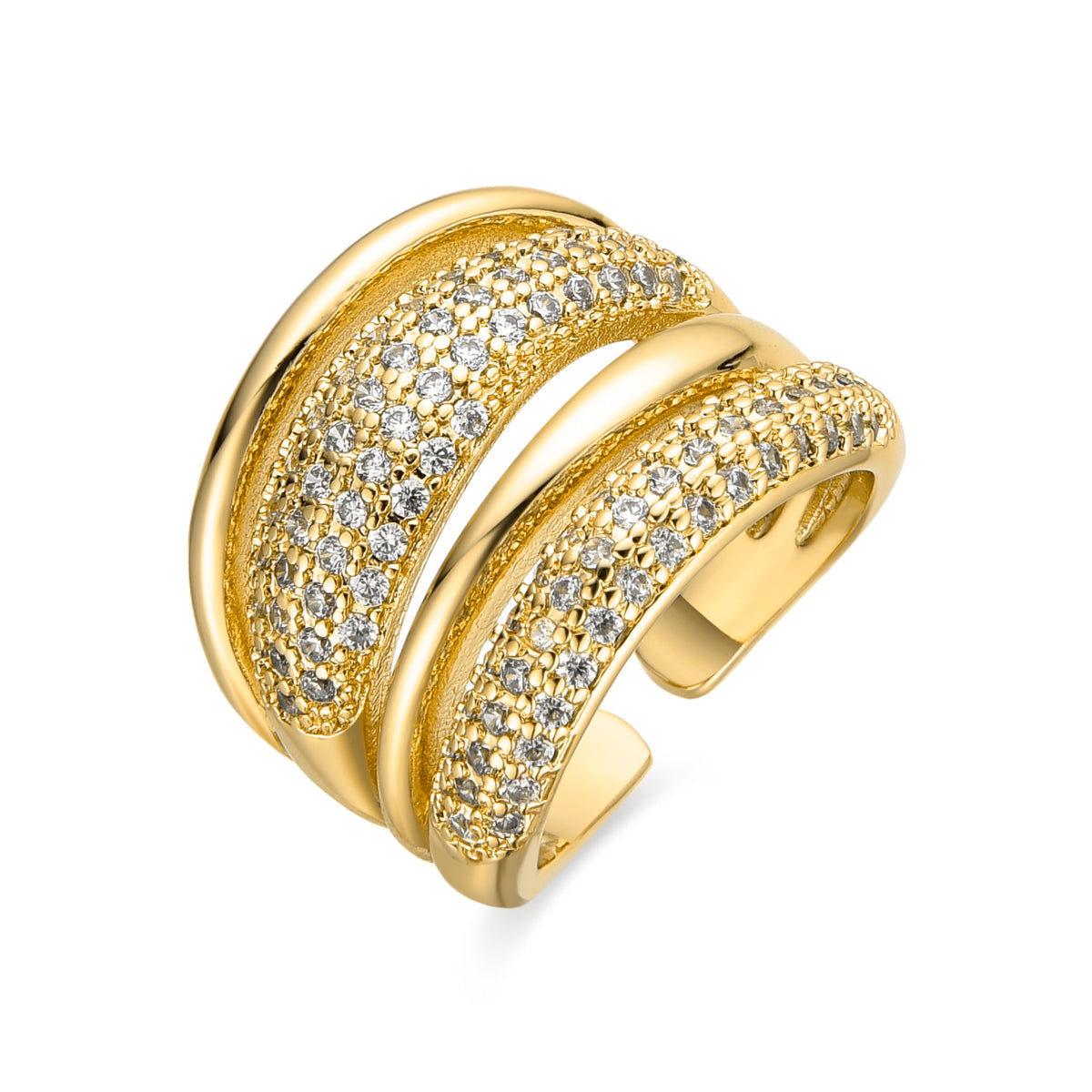Ring with brilliant zirconia, 18k gold finish - Merima