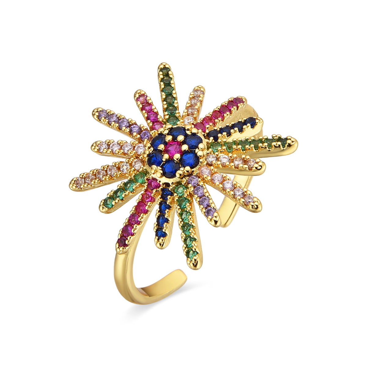Ring with Multicolor Zirconia 18k gold finish - Daob