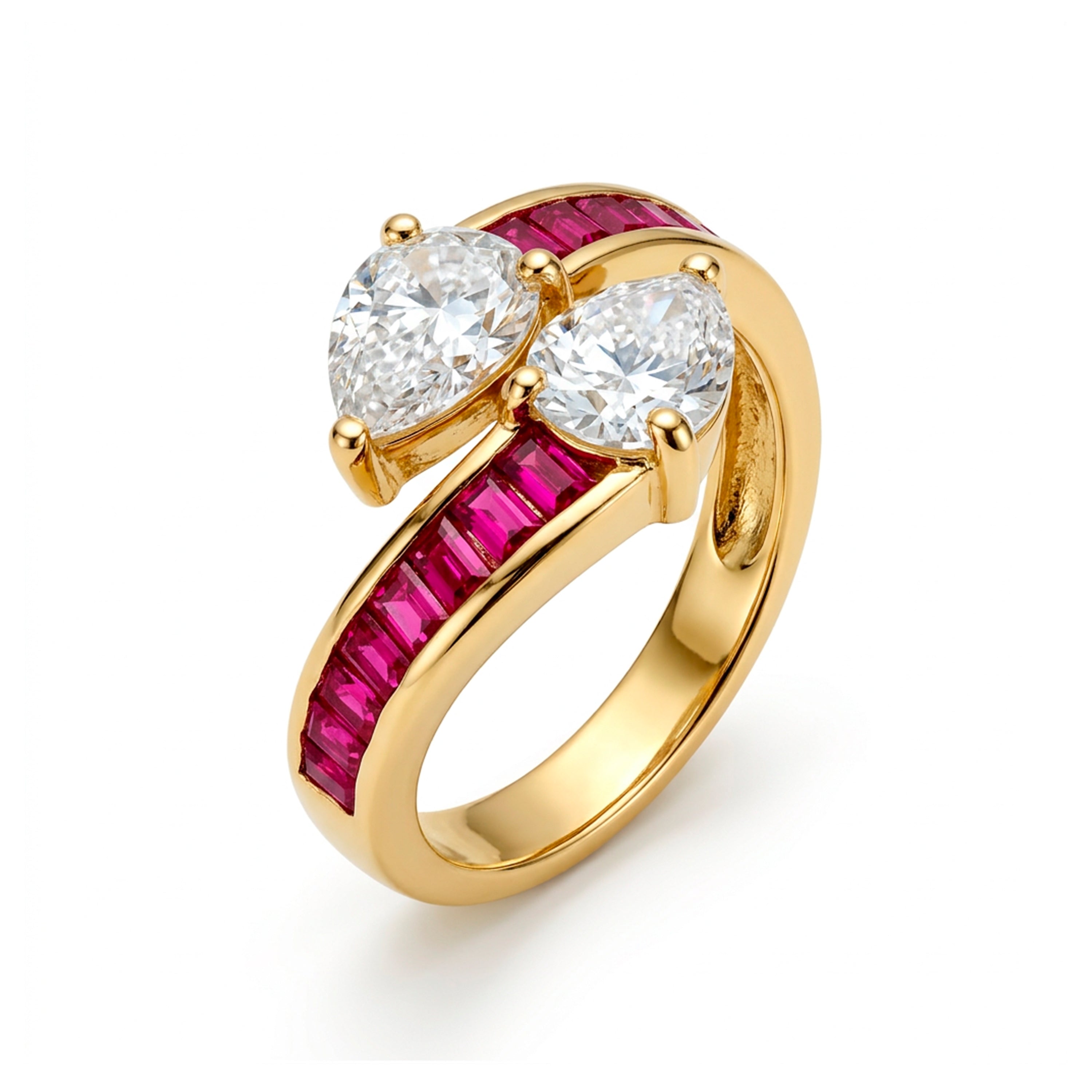 18k Yellow Gold Finish Ruby Zircon Ring - Darbia