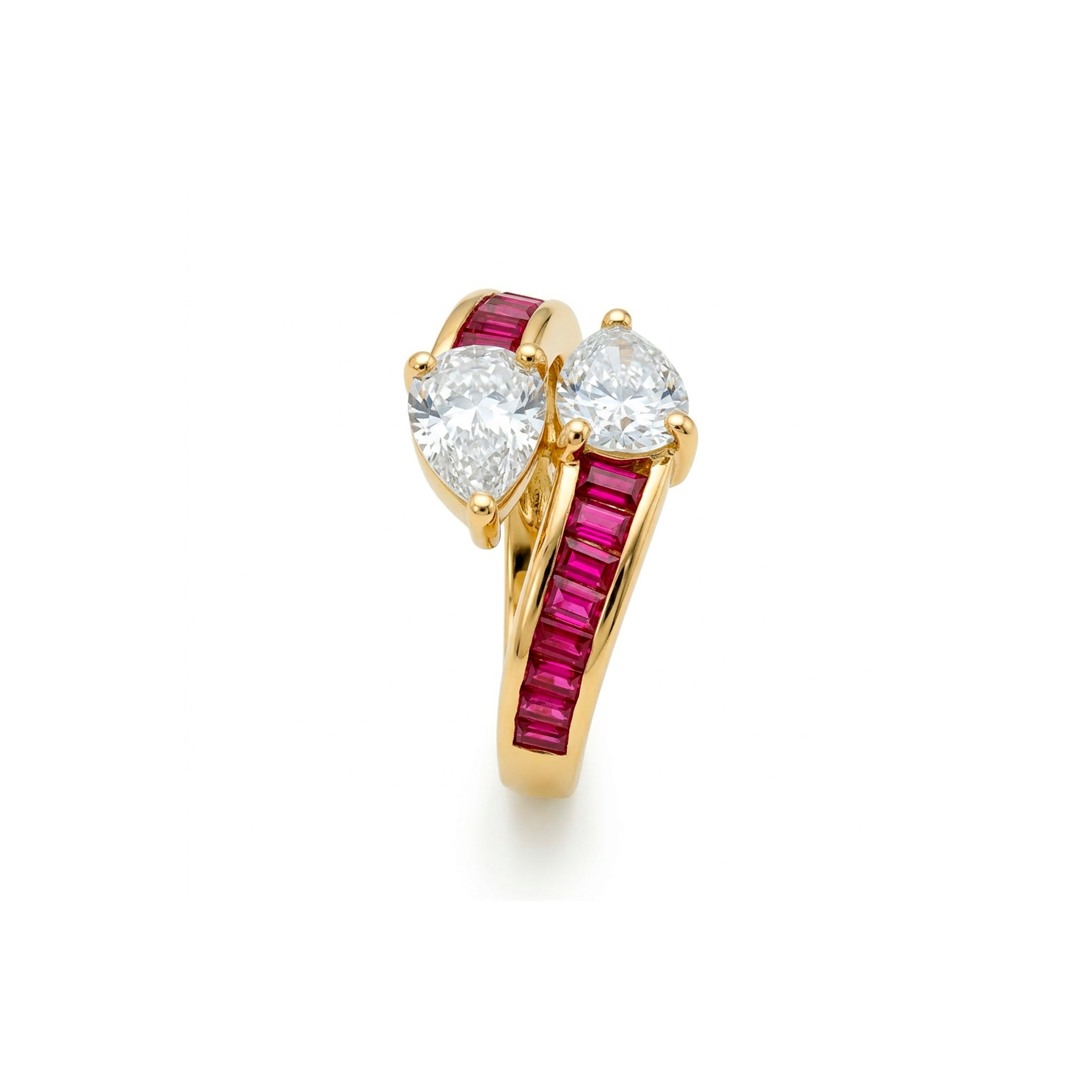 18k Yellow Gold Finish Ruby Zircon Ring - Darbia