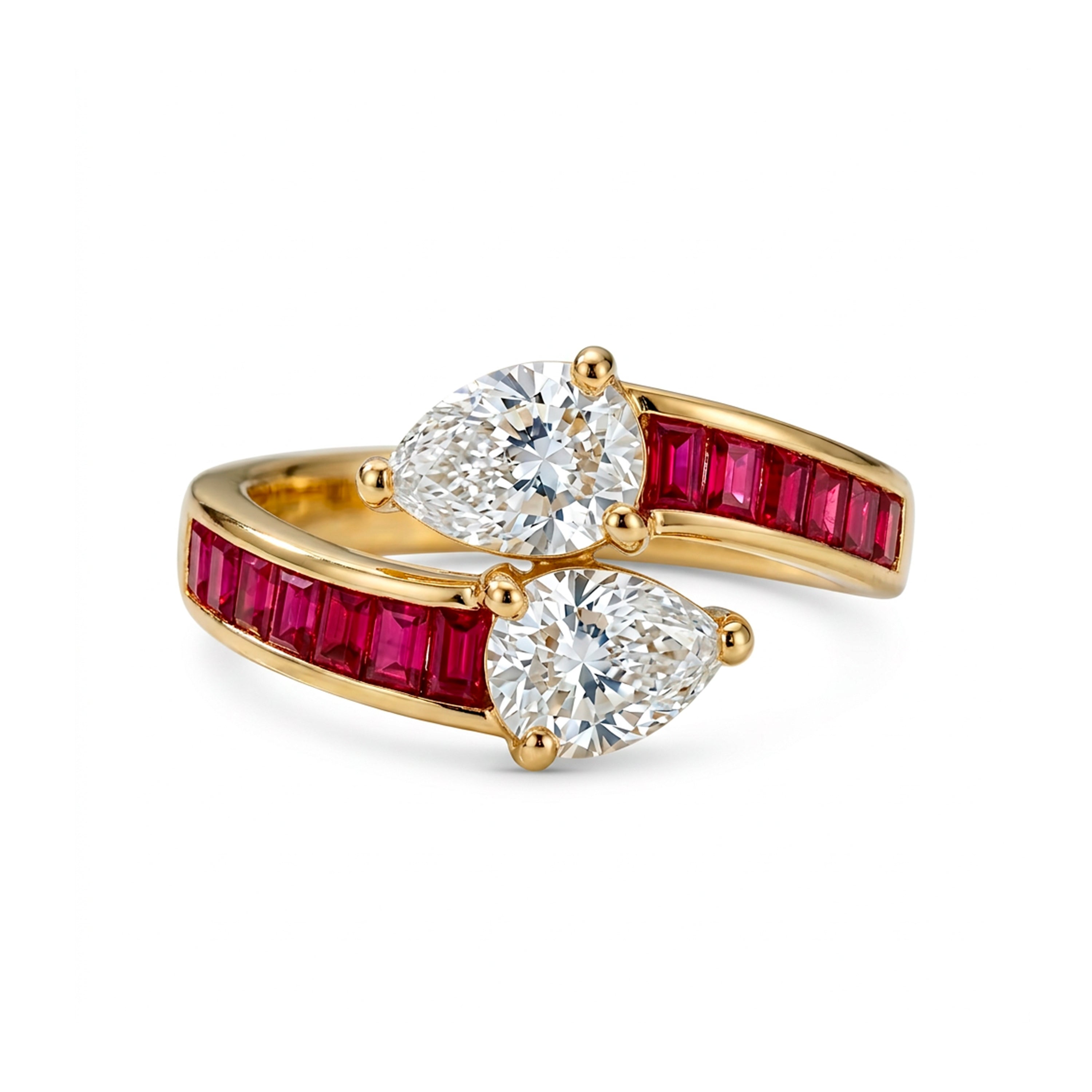 18k Yellow Gold Finish Ruby Zircon Ring - Darbia
