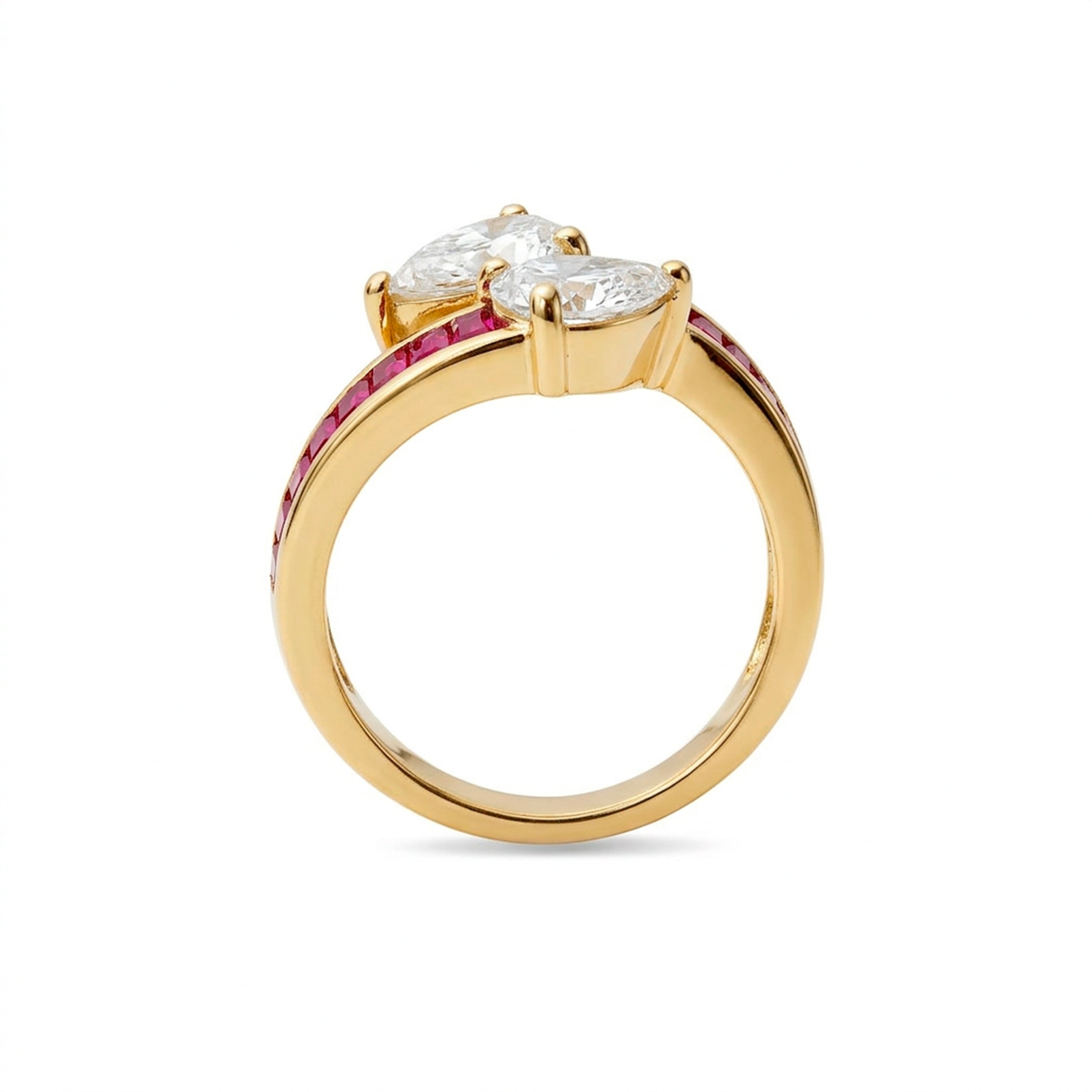 18k Yellow Gold Finish Ruby Zircon Ring - Darbia