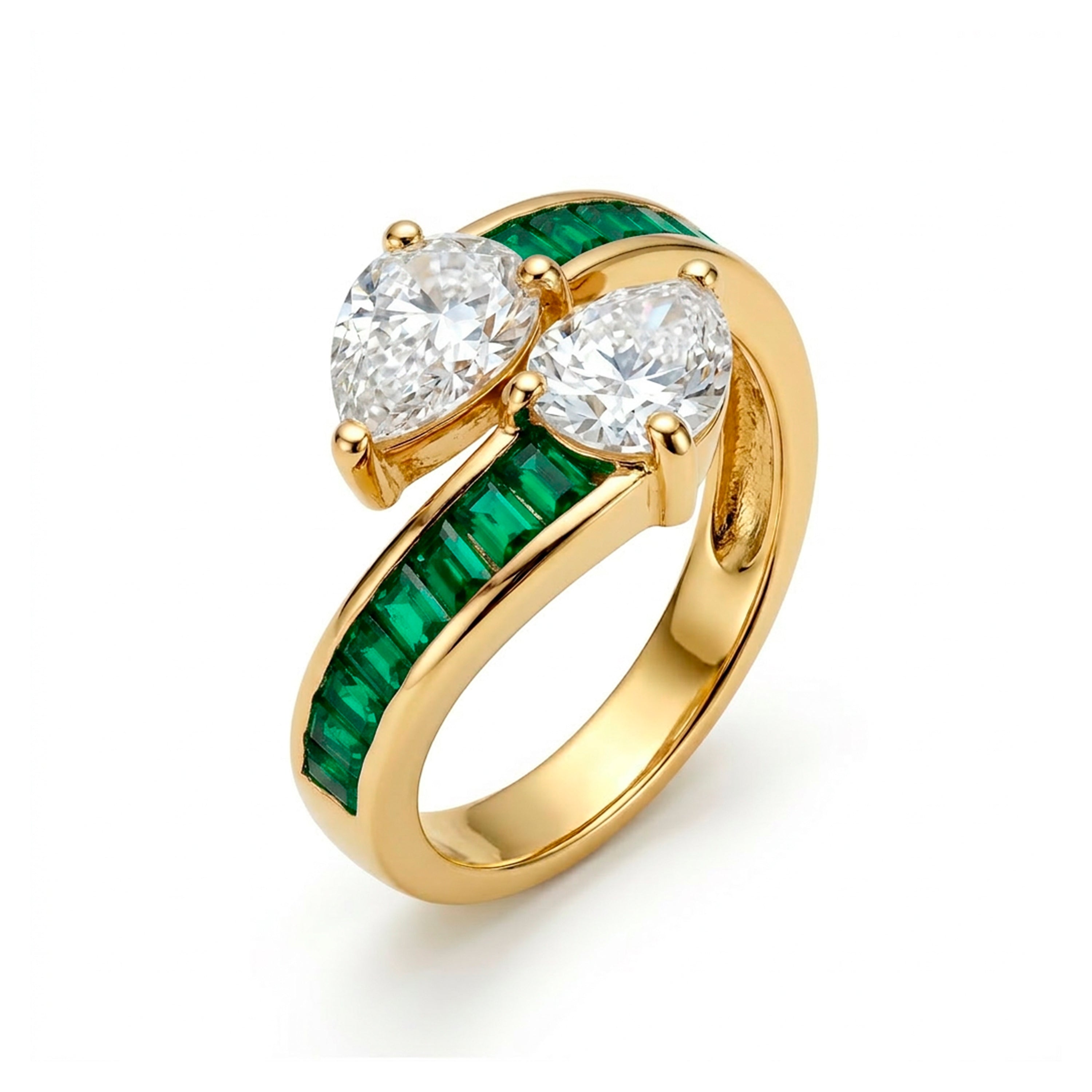 18k Yellow Gold-Plated Emerald Zircon Ring - Darbia