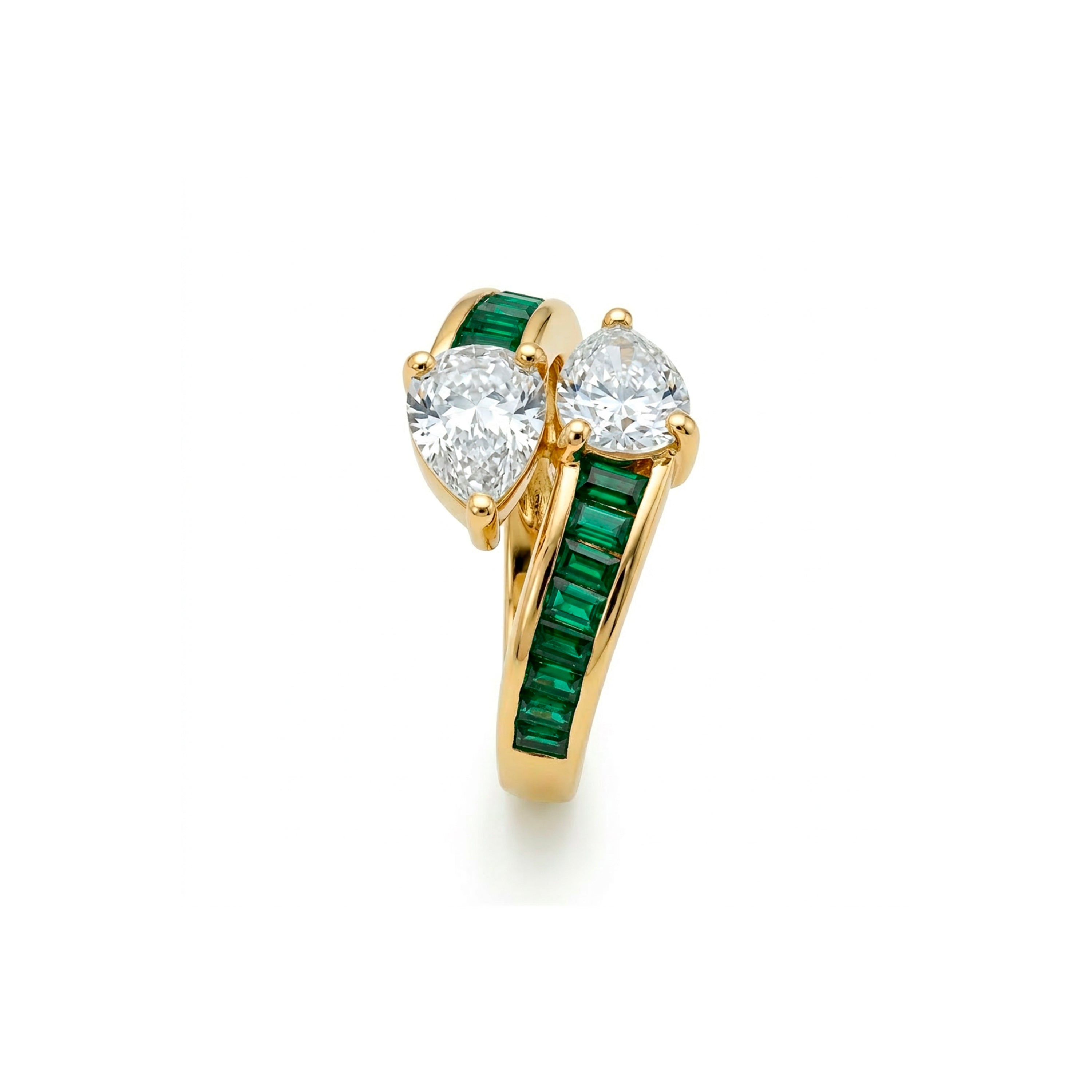 18k Yellow Gold-Plated Emerald Zircon Ring - Darbia