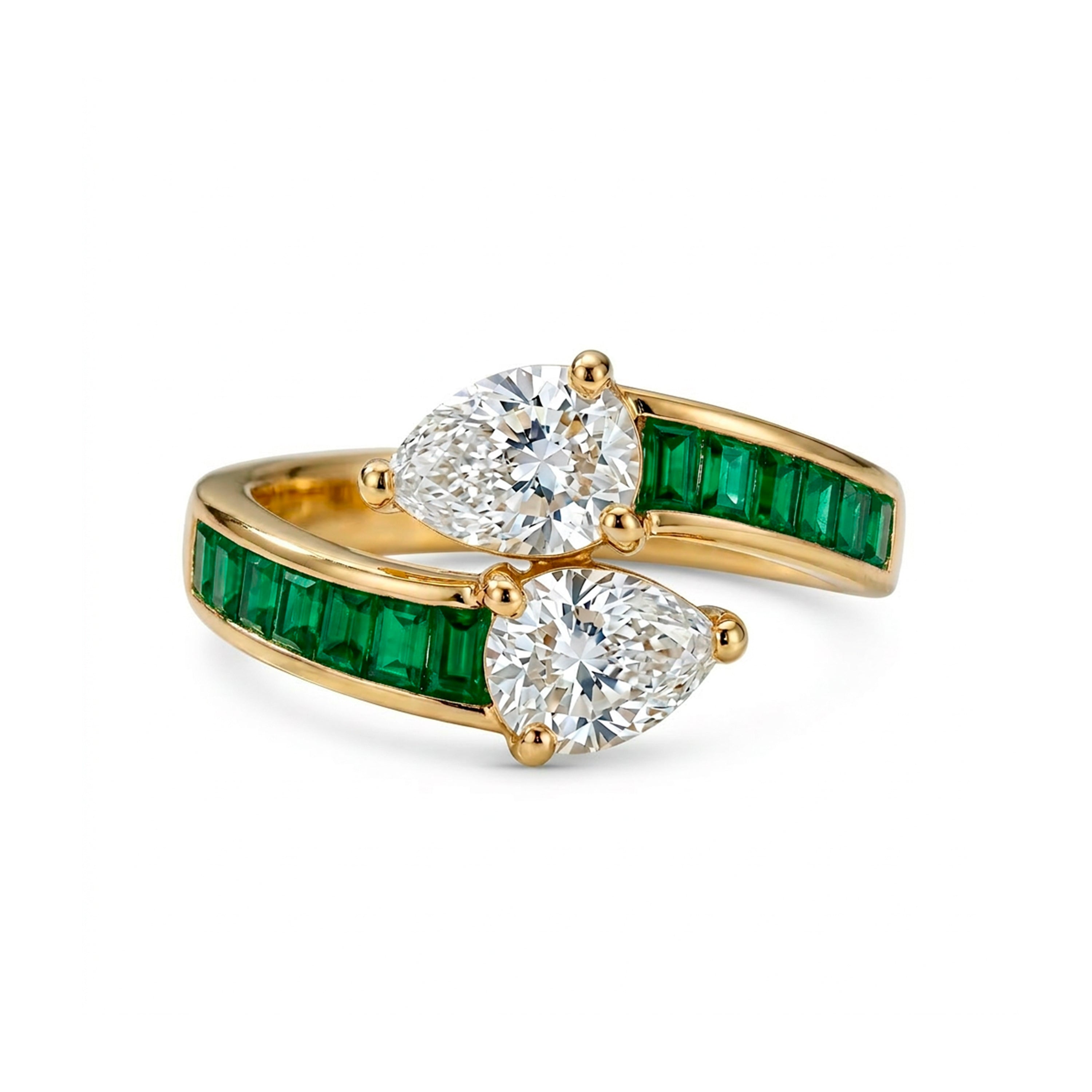 18k Yellow Gold-Plated Emerald Zircon Ring - Darbia