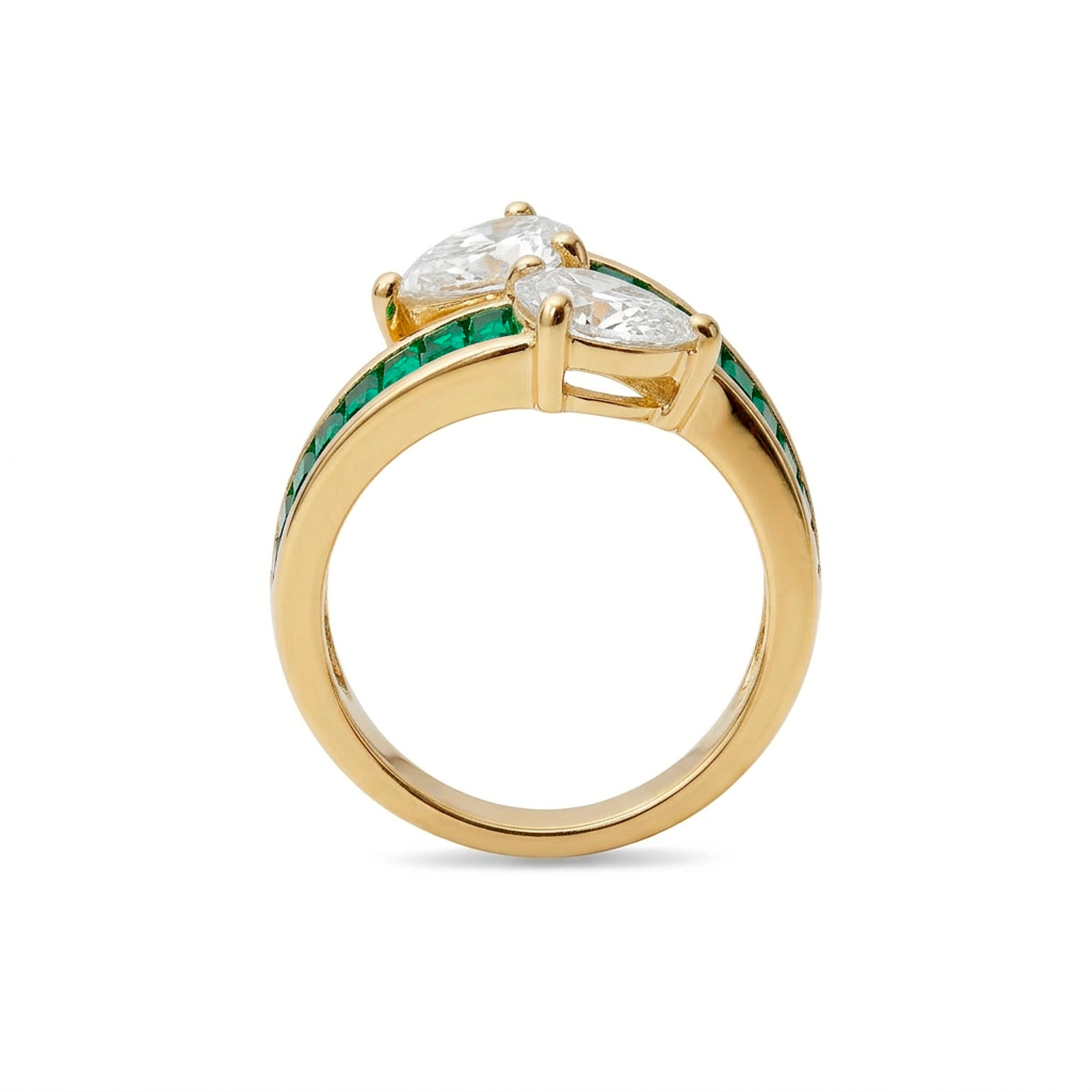 18k Yellow Gold-Plated Emerald Zircon Ring - Darbia