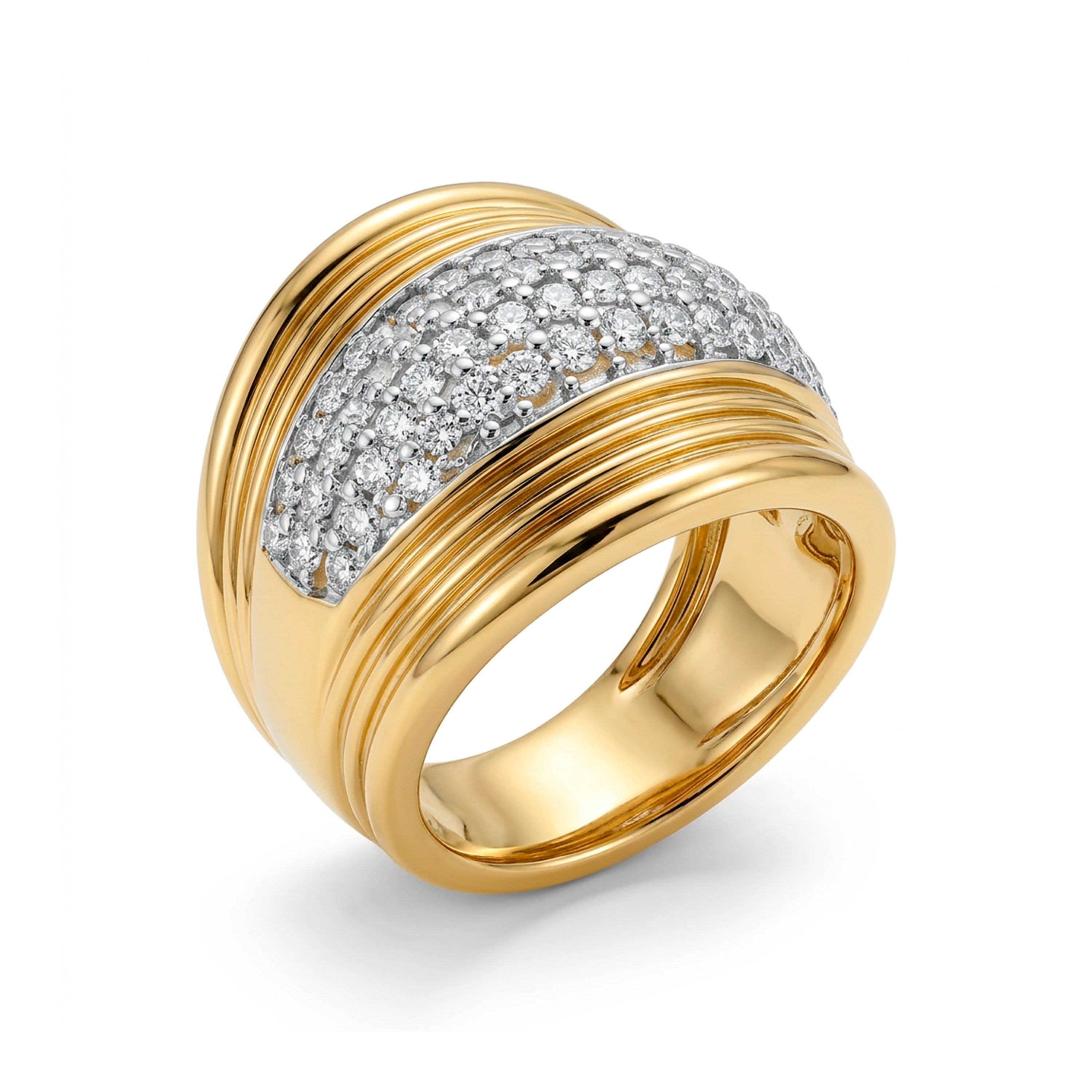 18k Yellow Gold-Plated Dazzling Zirconia Ring - Lilfu