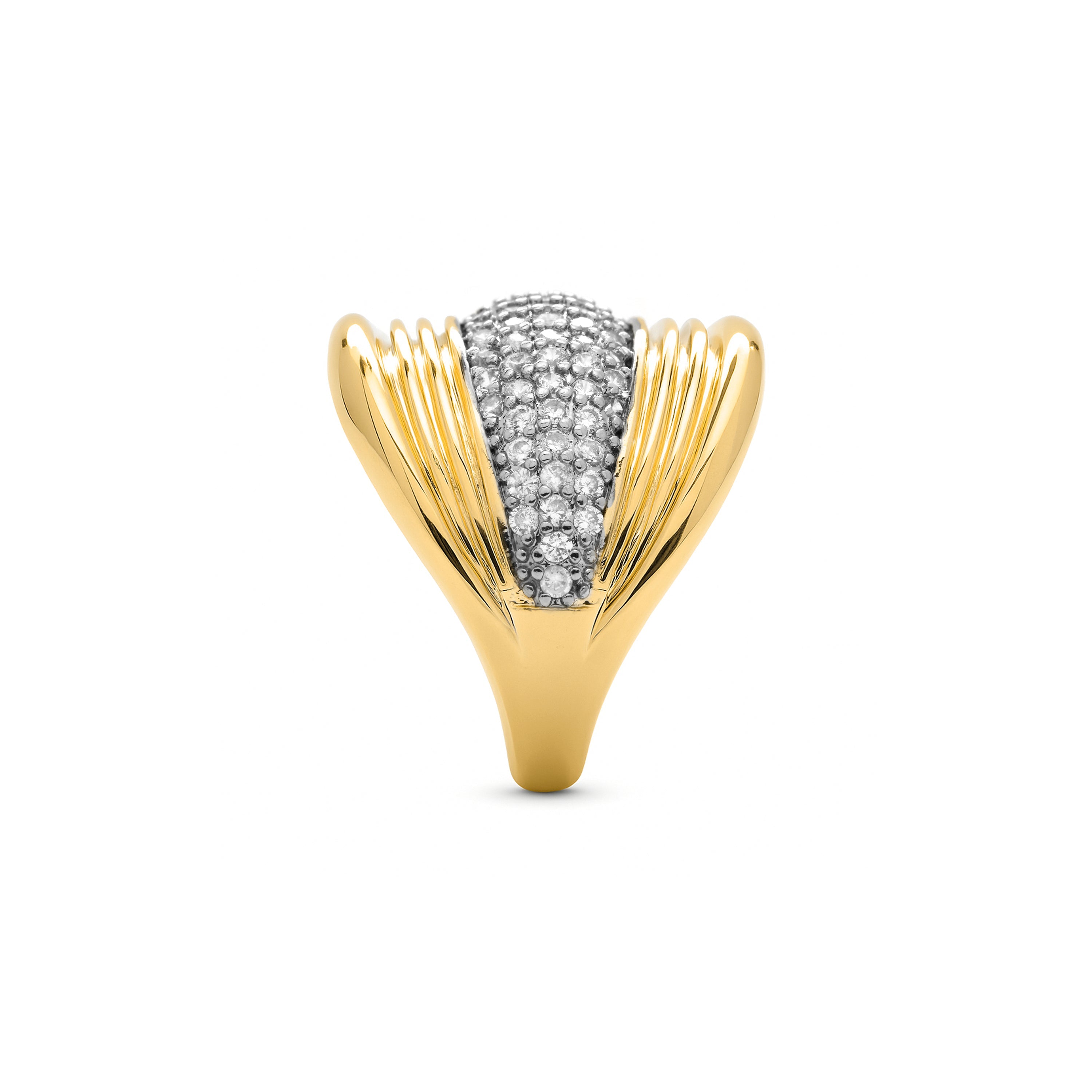 18k Yellow Gold-Plated Dazzling Zirconia Ring - Lilfu