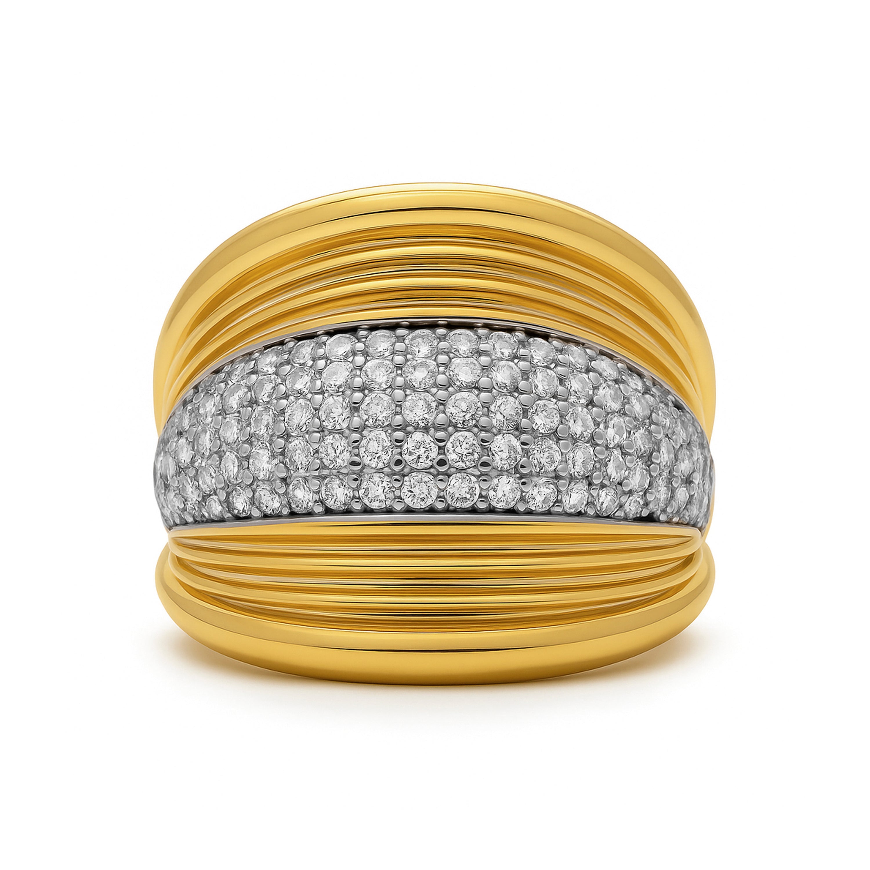 18k Yellow Gold-Plated Dazzling Zirconia Ring - Lilfu